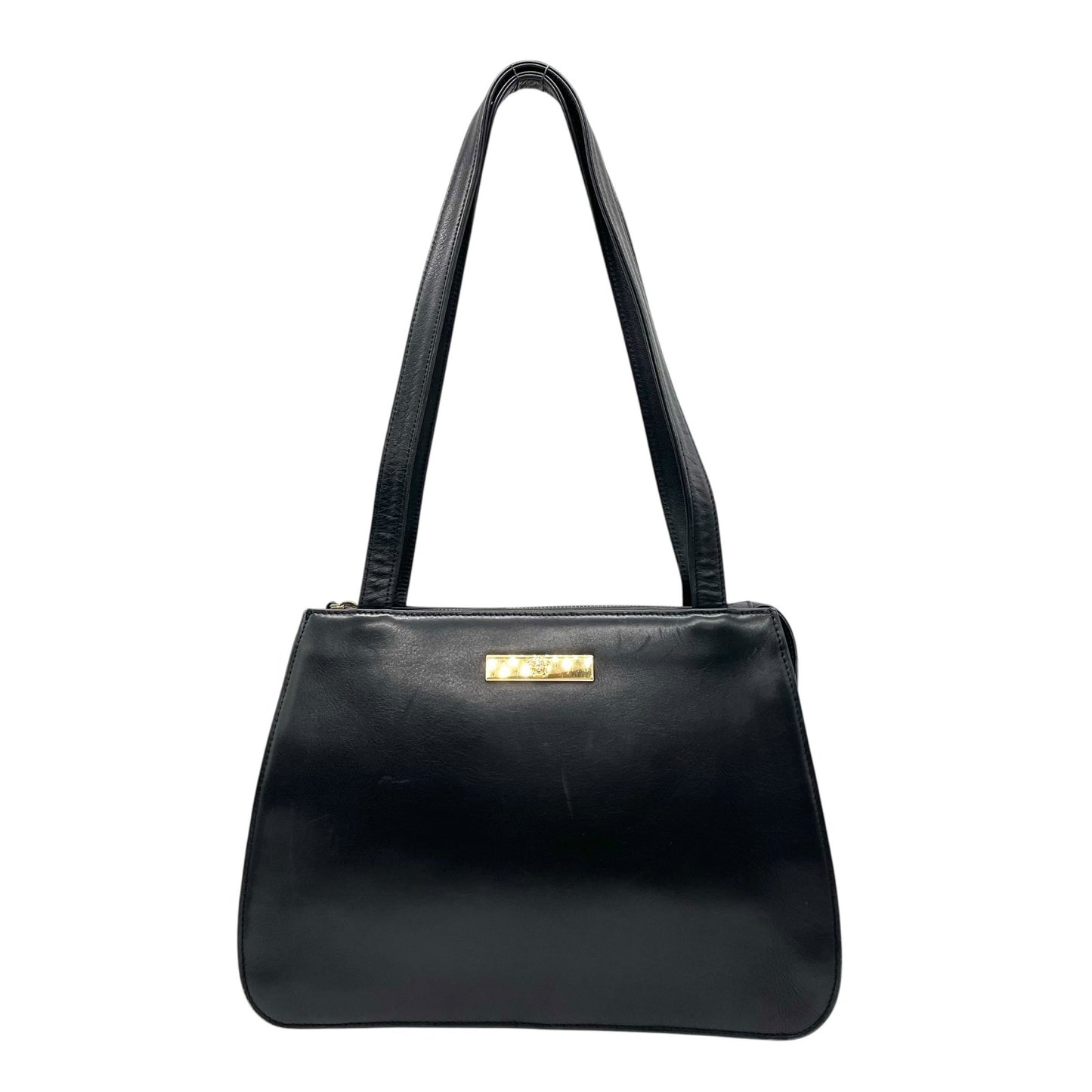 GIANNI VERSACE ジャンニ ヴェルサーチ ワンショルダー ショルダーバッグ メデューサ レザー 黒 ブラック ゴールド金具 肩掛け可 ファスナー開閉 レディース ヴィンテージ Z3