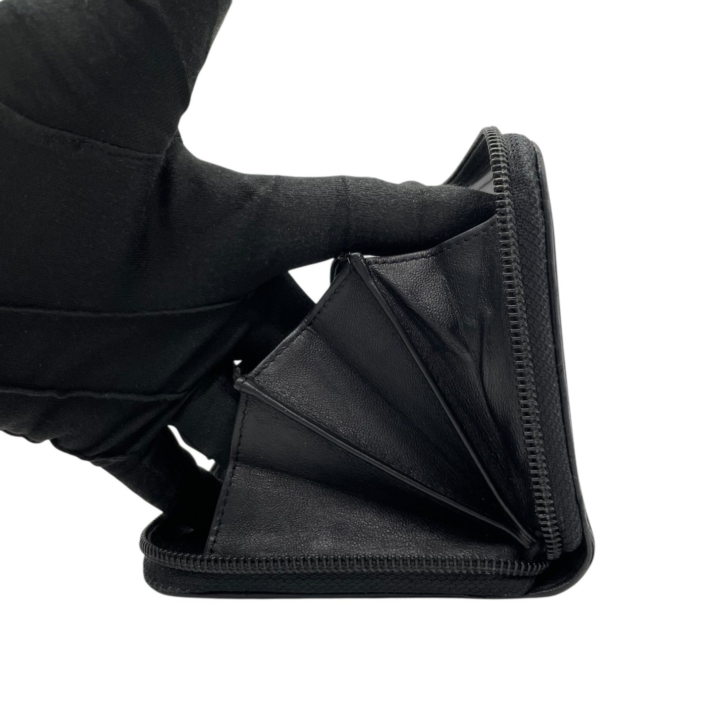 美品 シャネル CHANEL ボーイシャネル ラウンドファスナー 長財布 ブラック 黒 レザー 金 ゴールド金具 キルティング ココマーク W6