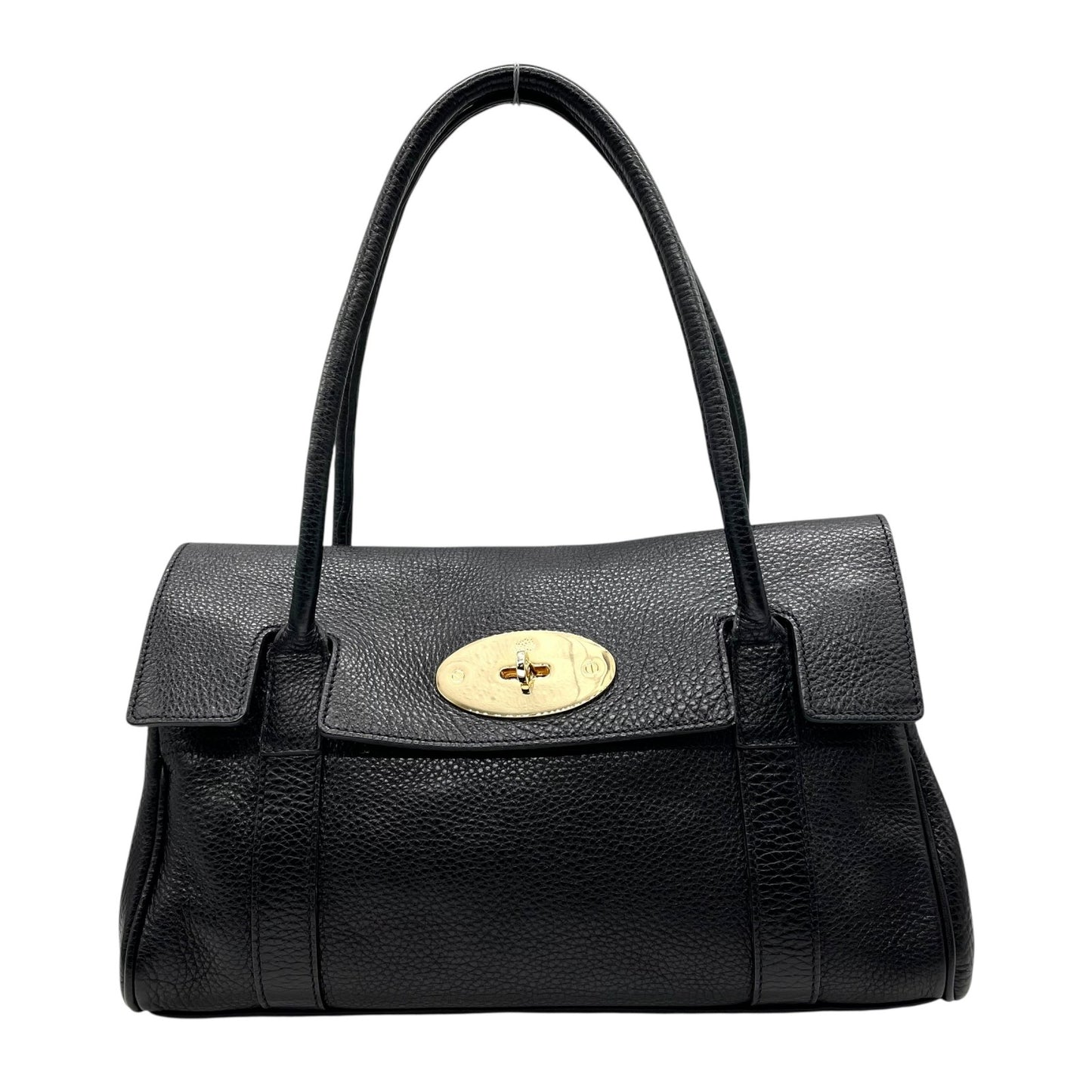 未使用級 美品 MULBERRY マルベリー ベイズウォーター ハンドバッグ トートバッグ 黒 ブラック レザー シボ革 ゴールド金具 肩掛け可 ターンロック レディース E