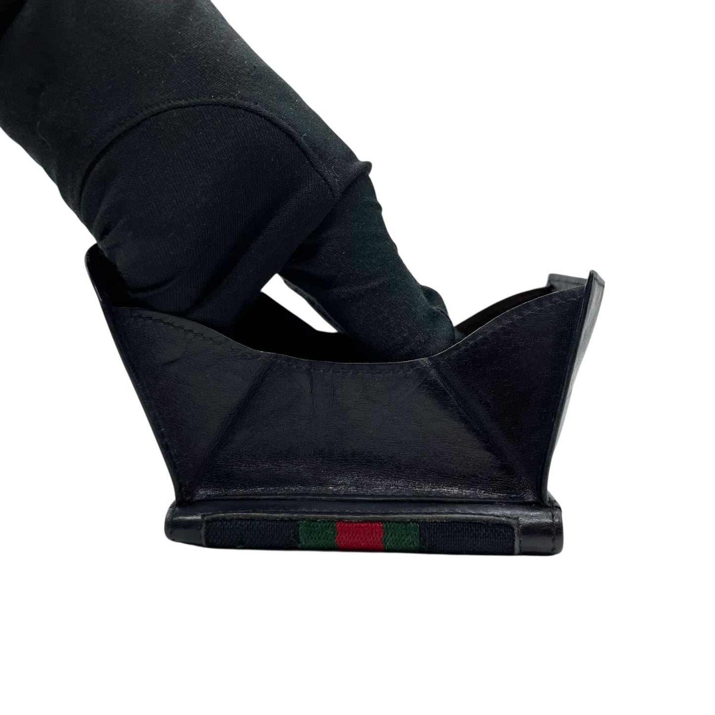 グッチ GUCCI シェリーライン 二つ折り財布 GGキャンバス レザー 黒 ブラック ゴールド金具 ヴィンテージ W4