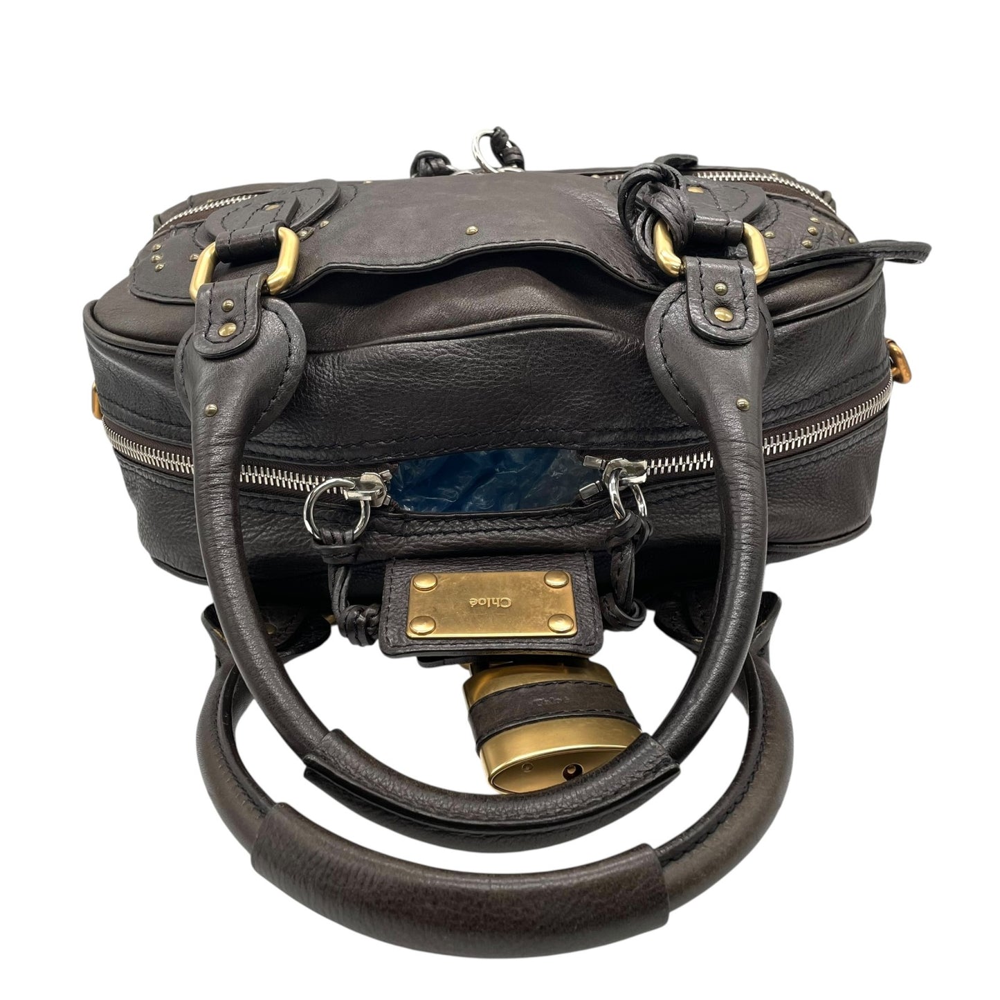 Chloe クロエ パディントン ハンドバッグ 南京錠 ボーリングバッグ ダークブラウン 鍵付き Y2K Archive レザー 本革 C