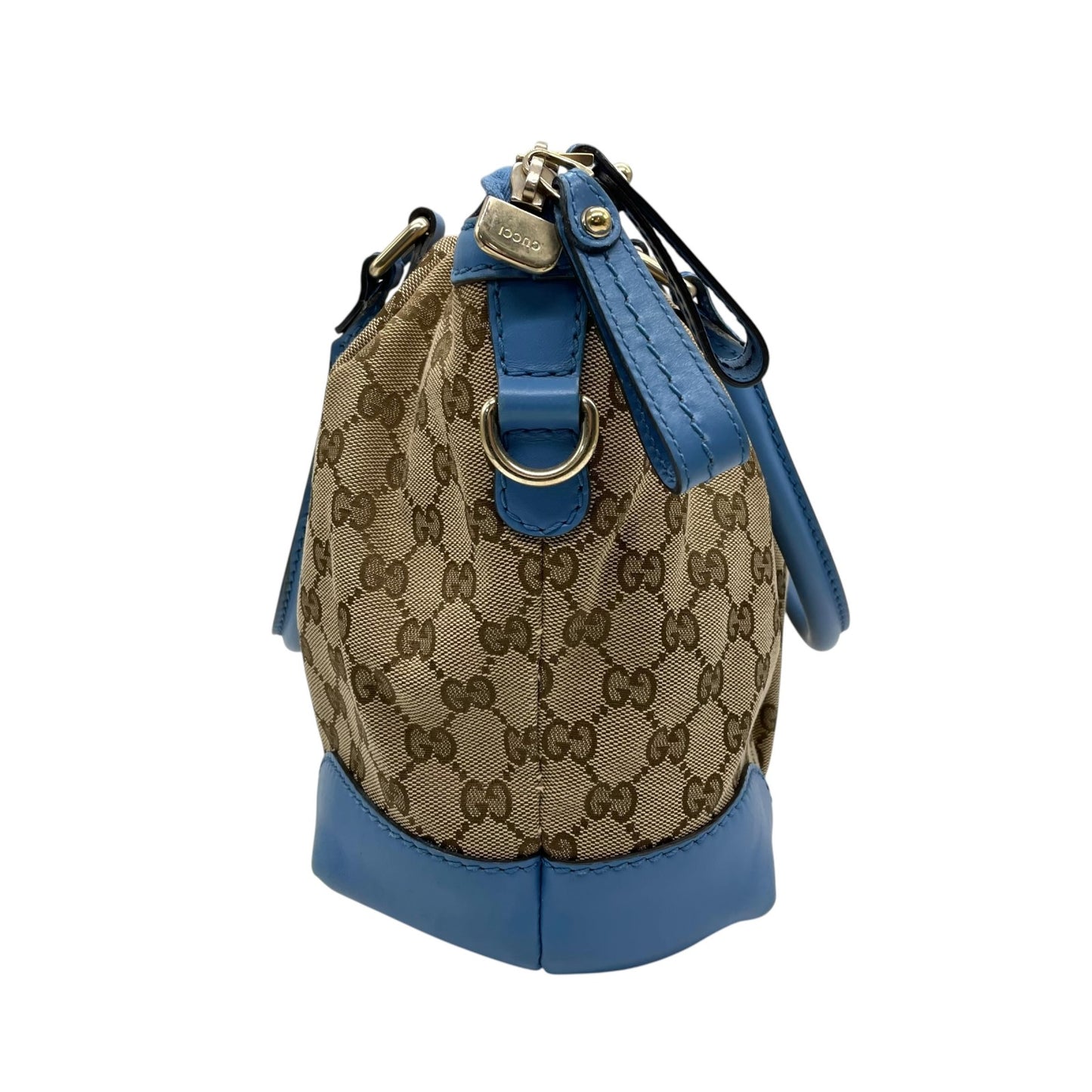 美品 GUCCI グッチ スーキー ハンドバッグ 2way ショルダーバッグ GG柄 キャンバス ジャカード レザー インターロッキング ブルー 青 チャーム付き 247902 K8