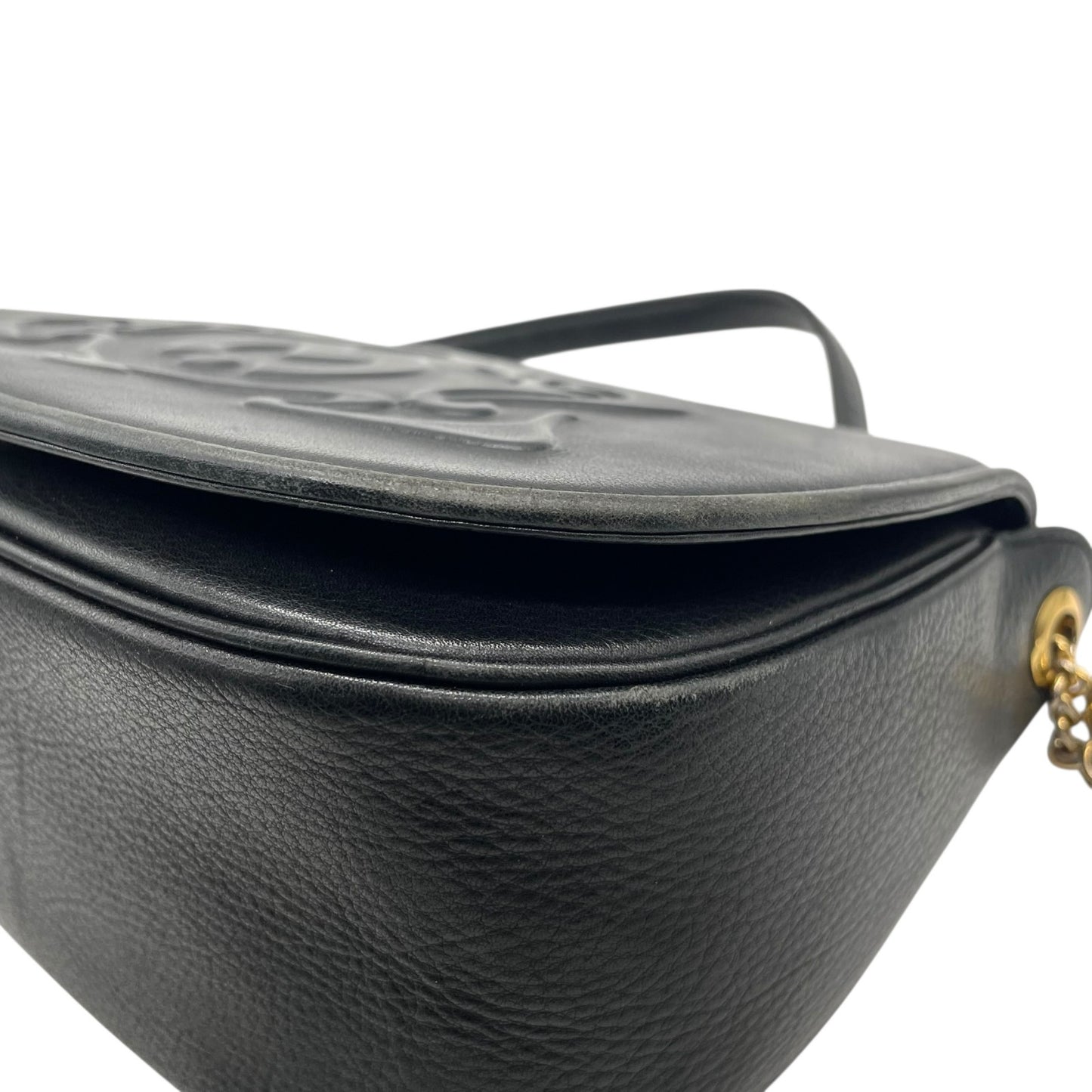 Mila Schn ミラショーン チェーンショルダーバッグ レザー 黒 ブラック 型押しロゴ ヴィンテージ U8