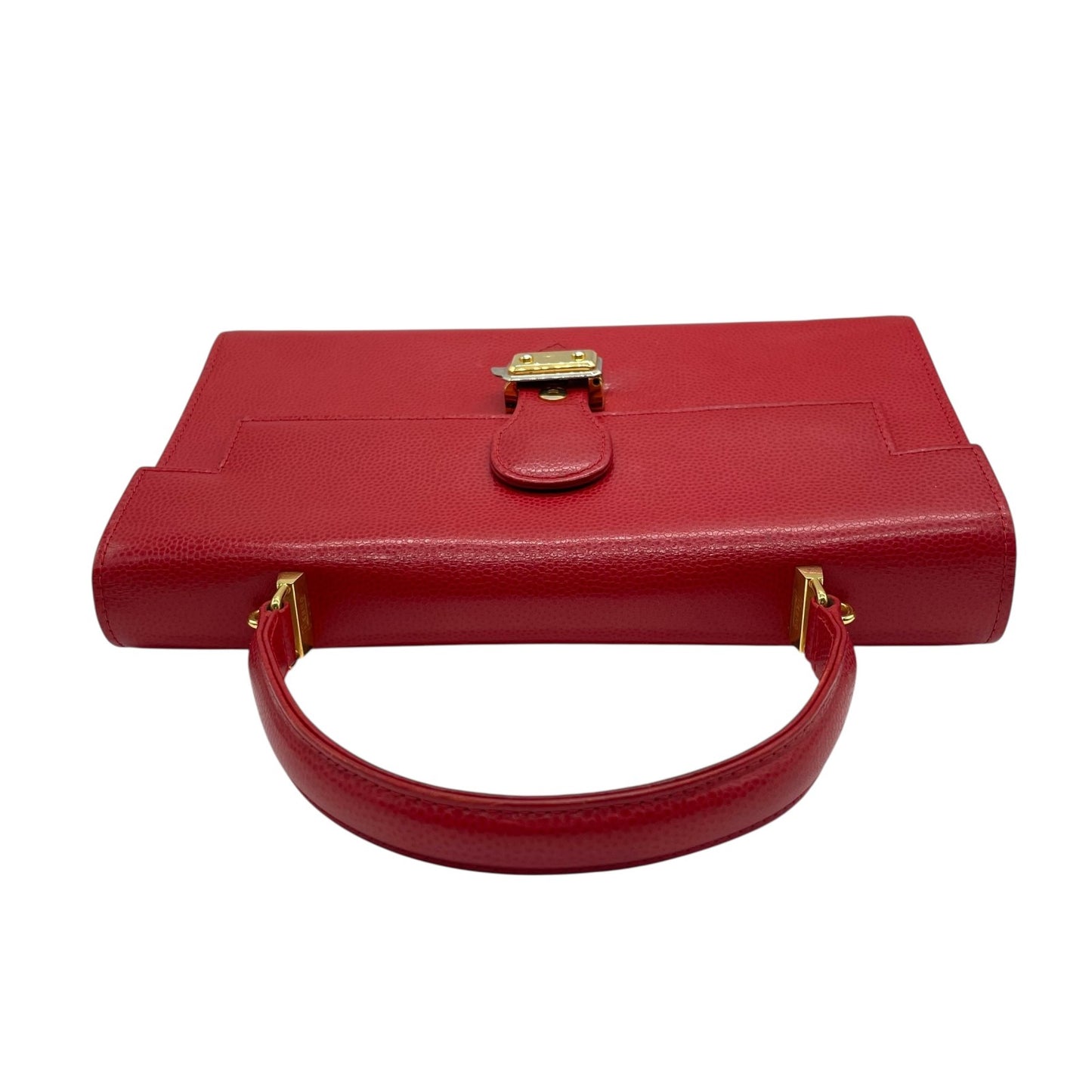 HERNO ヘルノ ハンドバッグ レザー レッド 赤 金金具 ゴールド金具 ヴィンテージ U8