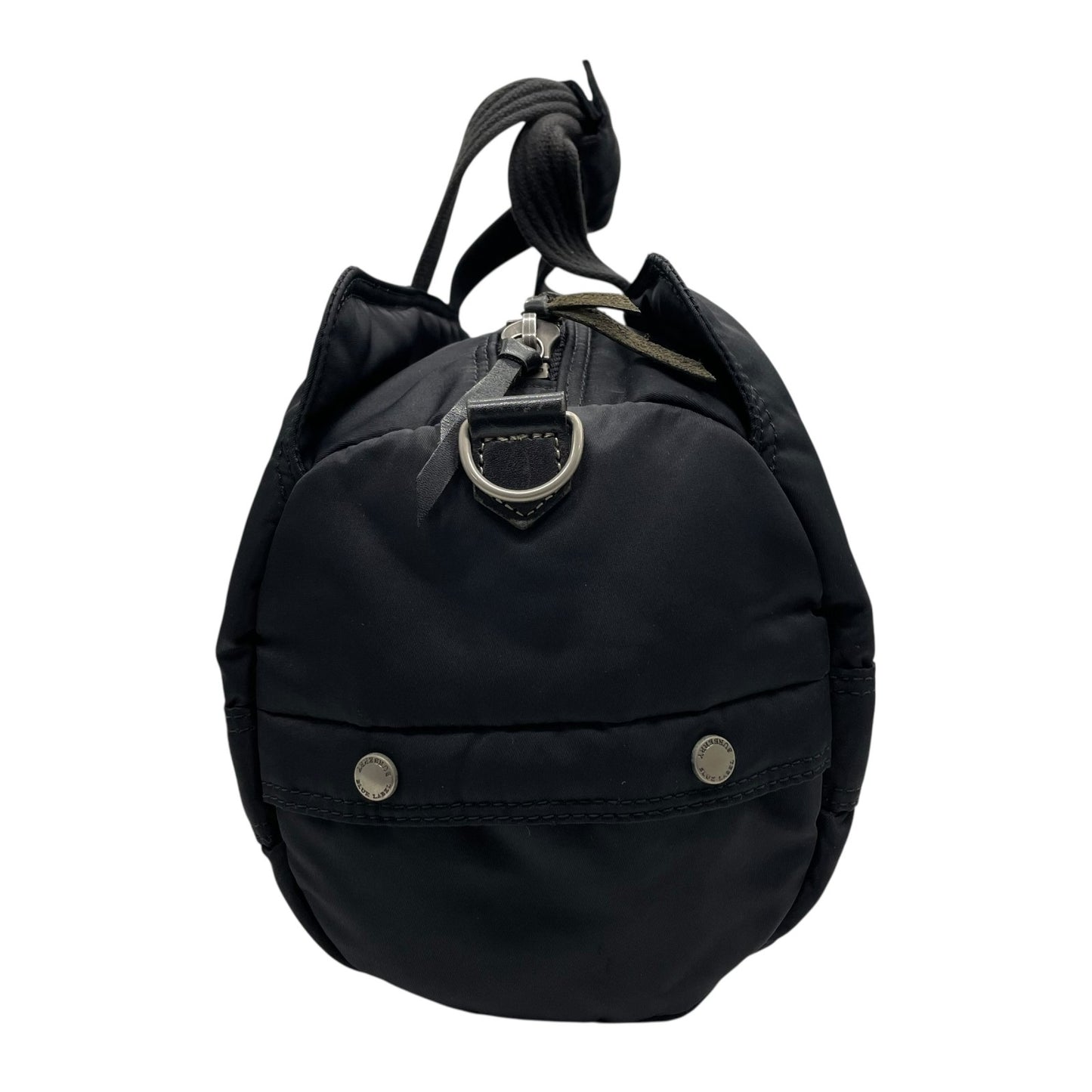 BURBERRY BLUE LABEL バーバリーブルーレーベル 2way ボストンバッグ ショルダーバッグ 斜め掛け可 黒 ブラック ナイロン シルバー金具 ロゴ メンズ レディース S2