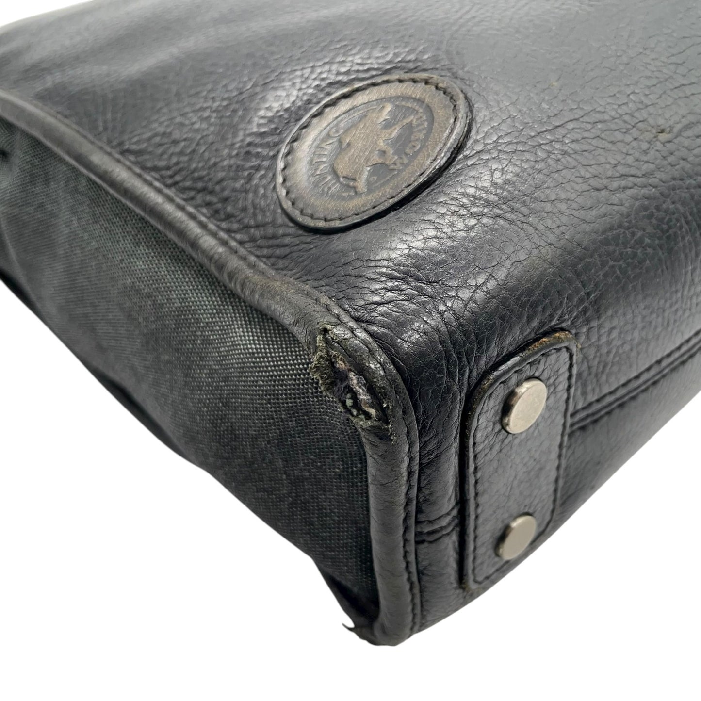 ハンティングワールド HUNTING WORLD トートバッグ ハンドバッグ レザー×キャンバス 黒 ブラック メンズ S68