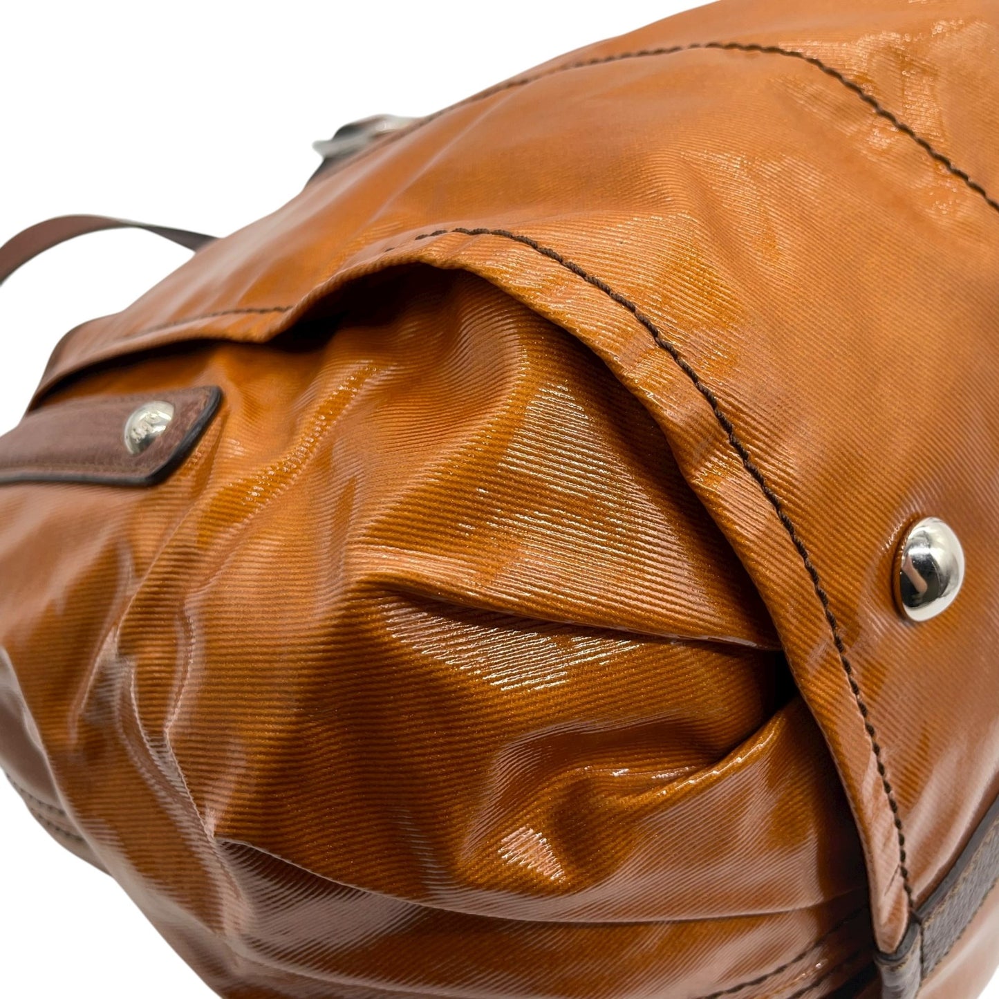 トッズ TOD’S レザー×ナイロン 2WAY トートバッグ ショルダーバッグ 茶色 ブラウン 光沢 大容量 レディース S95