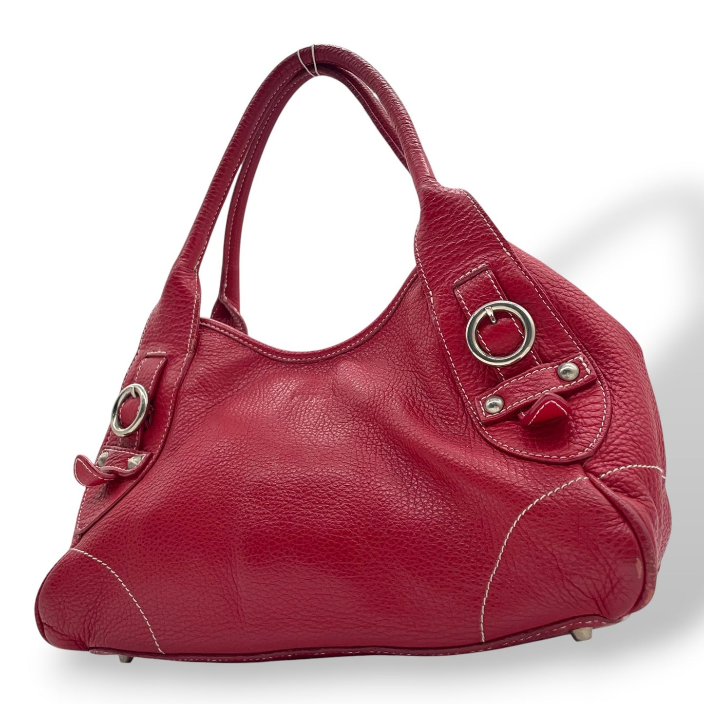 フルラ FURLA レザー ハンドバッグ トートバッグ ショルダー付き 赤 レッド シルバー金具 S93