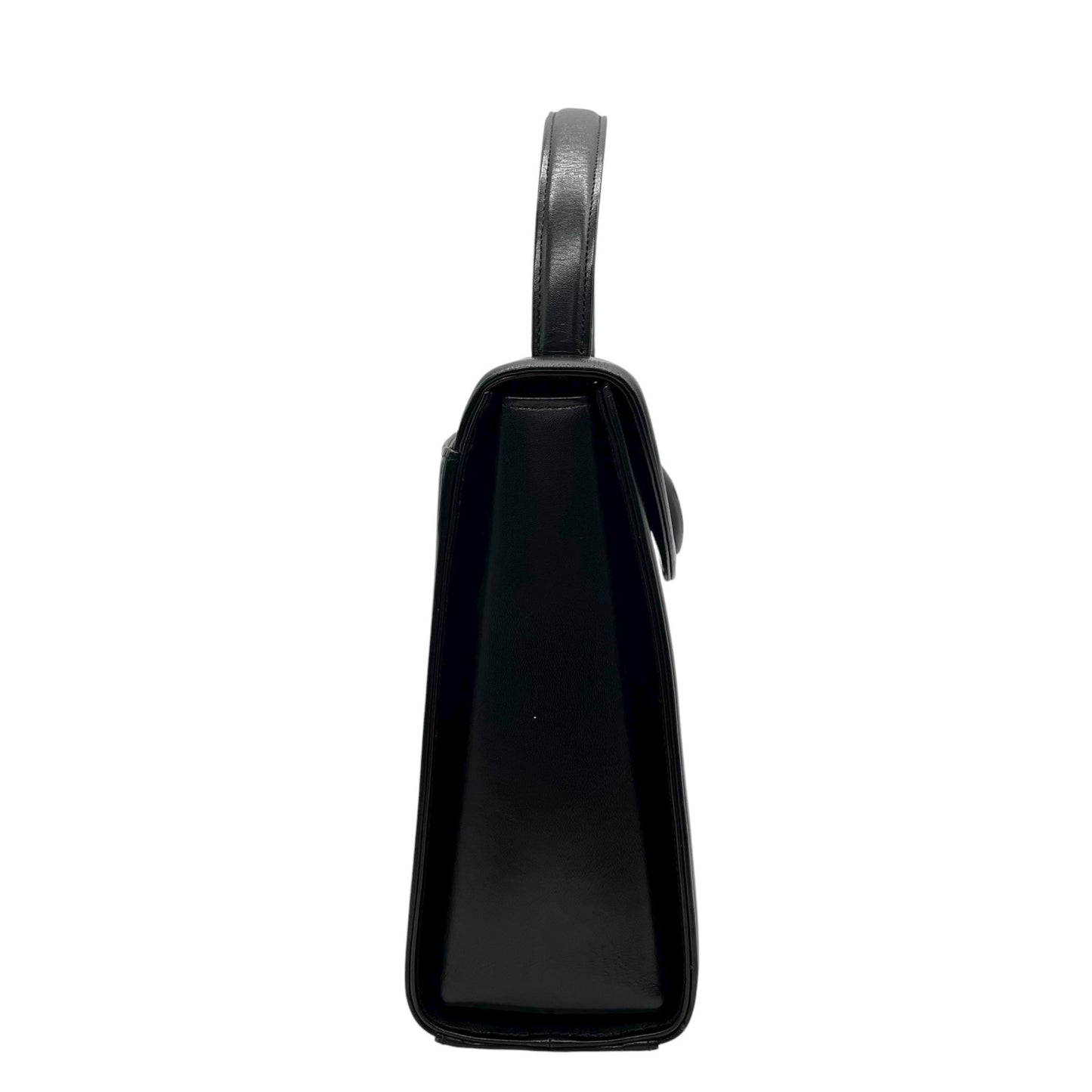 美品 ジバンシィ GIVENCHY ハンドバッグ レザー 黒 ブラック 金金具 ゴールド金具 フォーマル ヴィンテージ ロゴボタン フォーマル A8