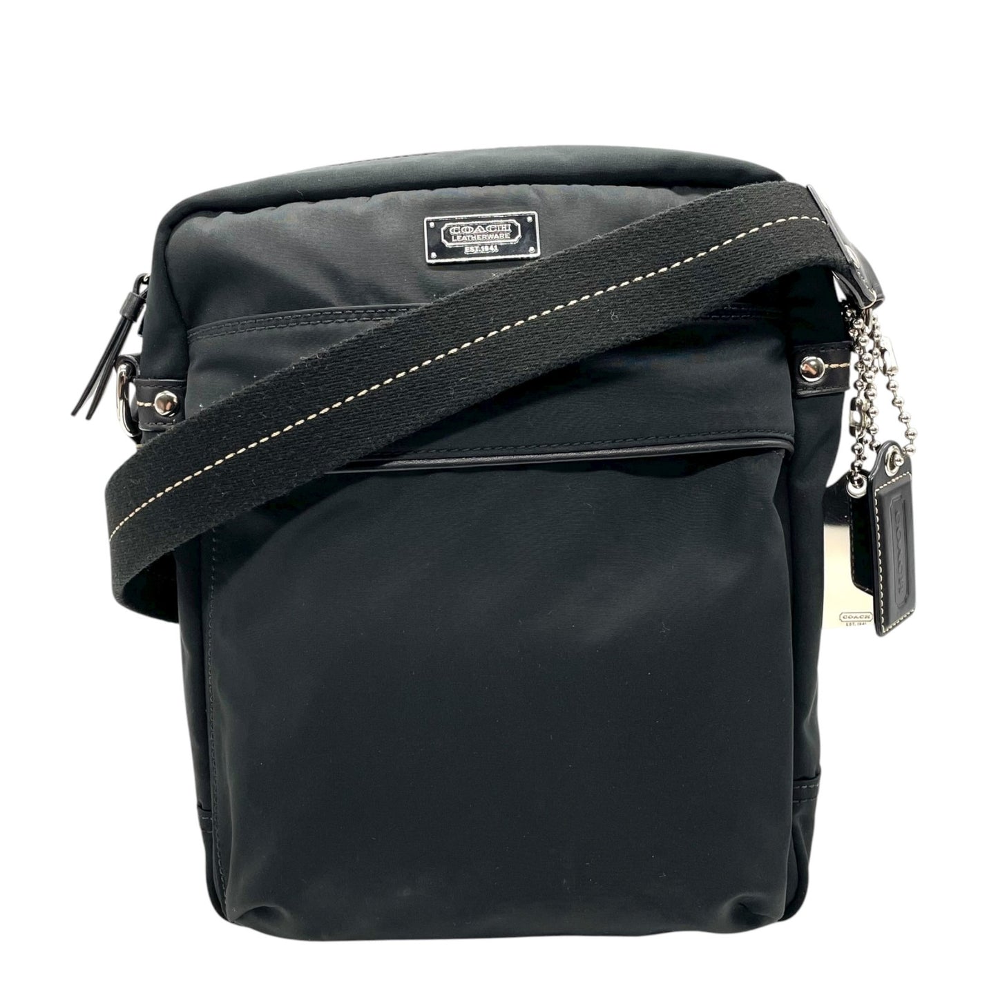 未使用級 美品 コーチ COACH ナイロン レザー ショルダーバッグ クロスボディ 70204 黒 ブラック 軽量 メンズ レディース S24