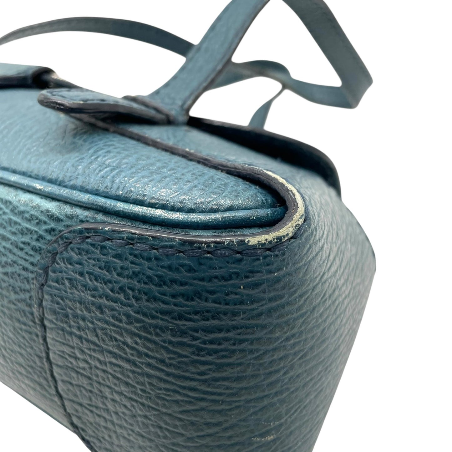 トッズ TOD’S ハンドバッグ ミニボストン グレインレザー 青 ブルー シルバー金具 レディース A7