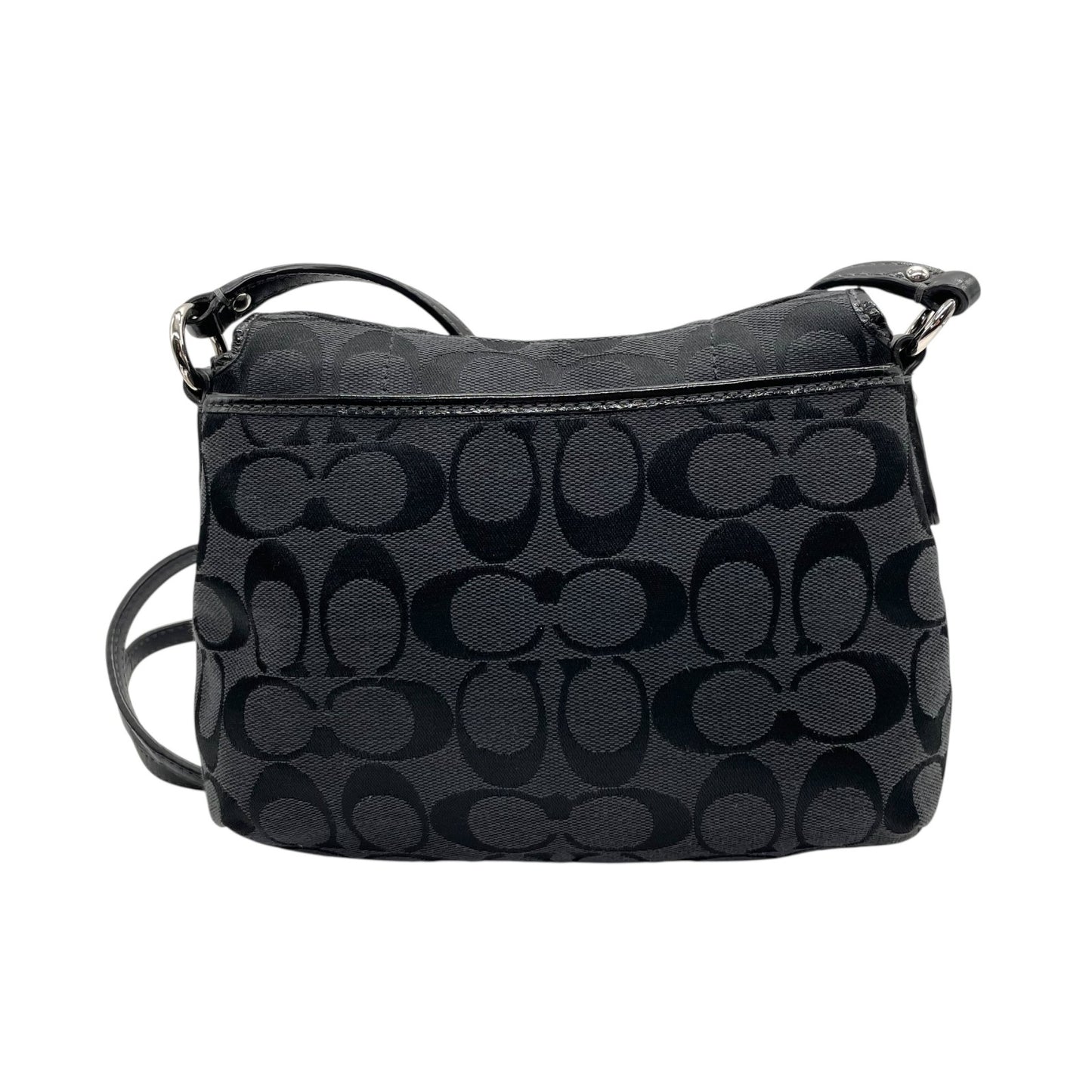 美品 コーチ COACH ソーホー シグネチャー ショルダーバッグ 黒 ブラック レザー キャンバス バックルデザイン S18