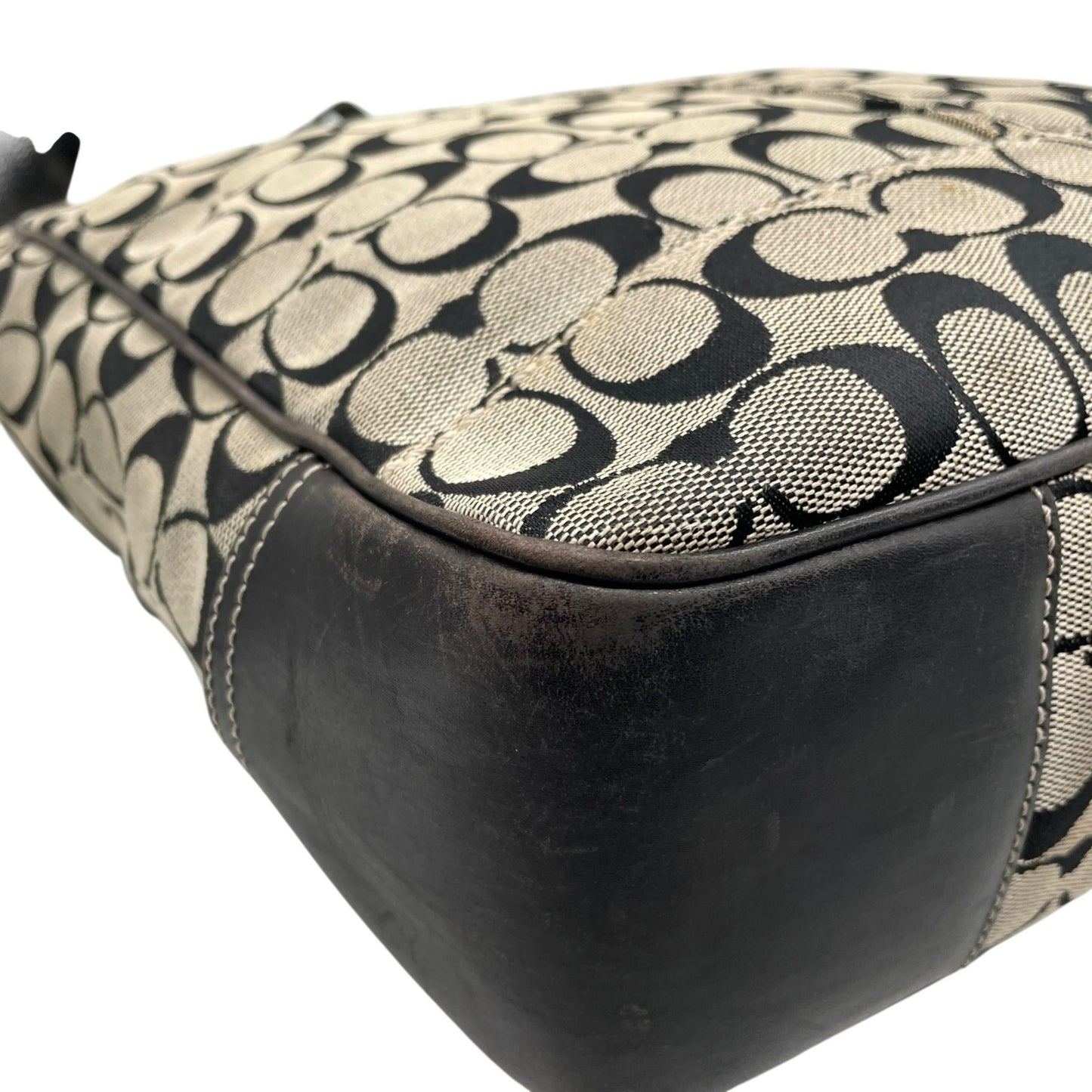 コーチ COACH シグネチャー トートバッグ ブラック 黒 ベージュ ジャガード キャンバス レザー 7069 T4