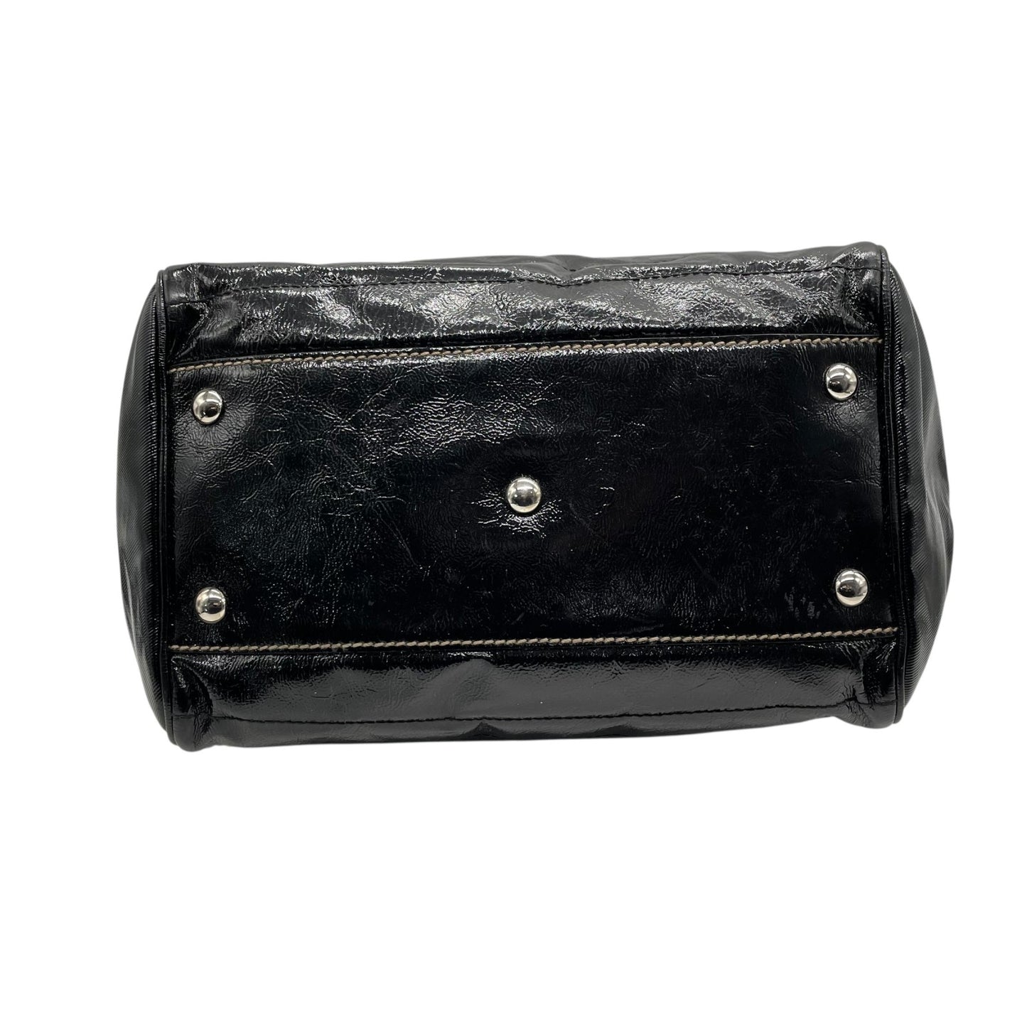 美品 グッチ GUCCI ハンドバッグ ショルダーバッグ ブラック 黒 2way パテントレザー インターロッキングG GGロゴ 手提げ 斜め掛け可 シルバー金具 レディース B2