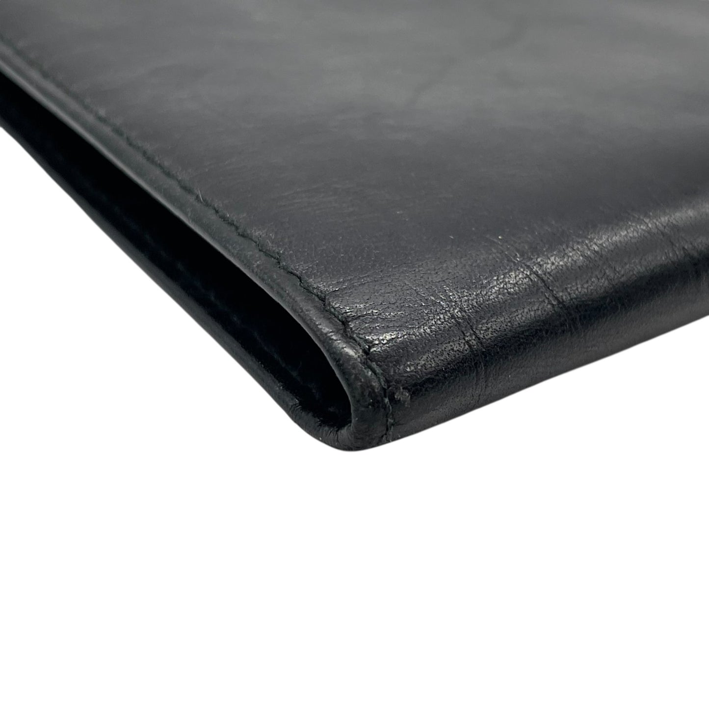 グッチ GUCCI 二つ折り 長財布 札入れ 黒 ブラック レザー シルバー金具 ロゴプレート メンズ 小銭入れなし M5