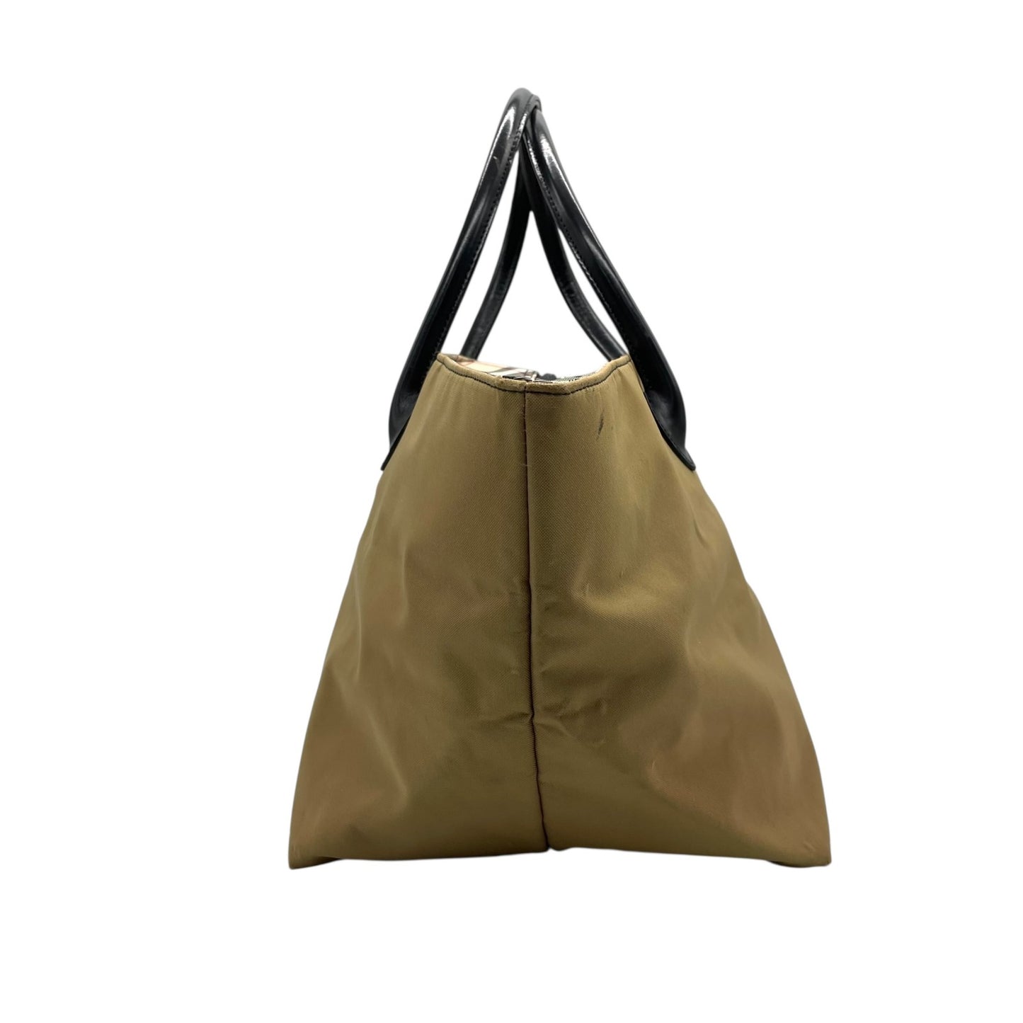 バーバリーブルーレーベル BURBERRY BLUE LABEL ハンドバッグ トートバッグ カーキベージュ ナイロン レザー ノバチェック ファスナー開閉 手提げ レディース Z3