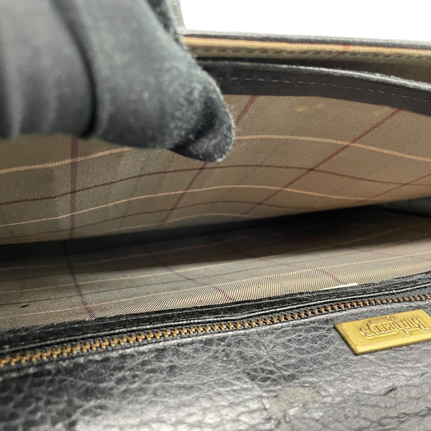 バーバリー BURBERRY ビジネスバッグ ブリーフケース ダレスバッグ ブラック 黒 レザー シボ革 ゴールド金具 ホースロゴ ヴィンテージ メンズ B