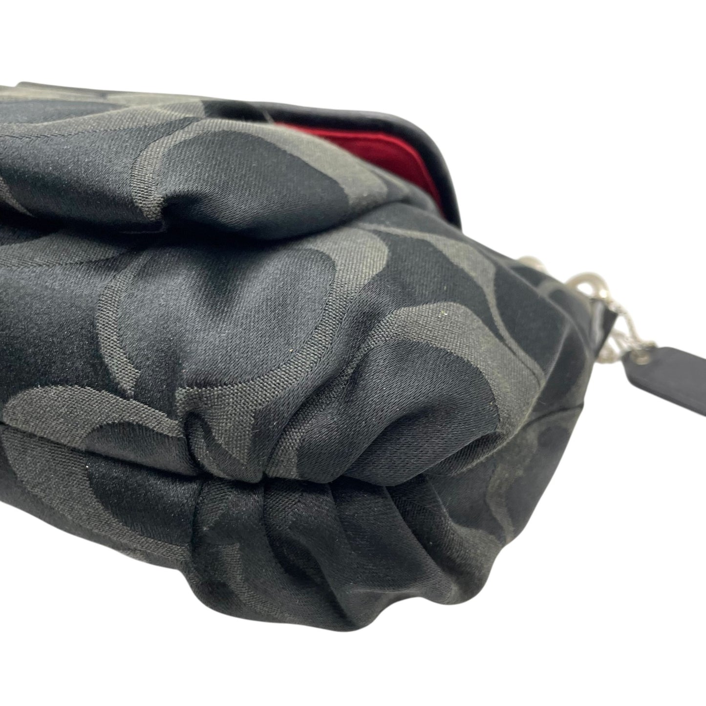 COACH コーチ ポピー シグネチャー 2WAY ショルダーバッグ ハンドバッグ 黒 ブラック キャンバス レザー シルバー金具 フラップポケット ファスナー開閉 肩掛け可 斜め掛け可 ホーボー レディース S30