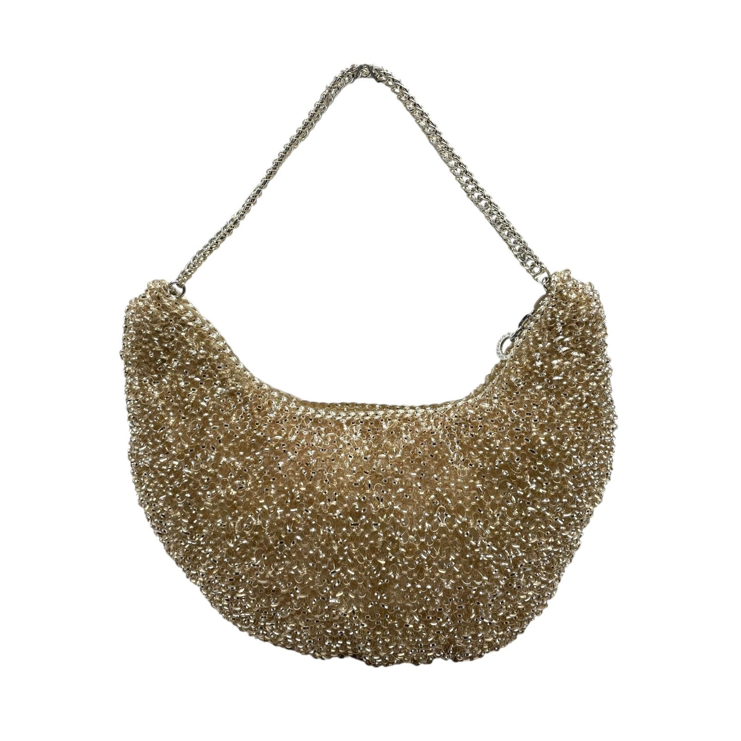 美品 アンテプリマ ANTEPRIMA ワイヤーバッグ ハンドバッグ チェーンストラップ ゴールド ベージュ 半月型 ハーフムーン 手提げ レディース E6