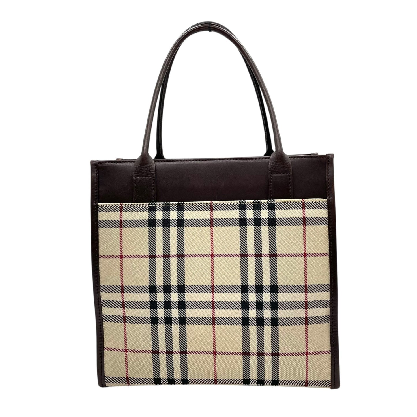 バーバリー BURBERRY トートバッグ ハンドバッグ ノバチェック ベージュ ブラウン 茶色 キャンバス レザー