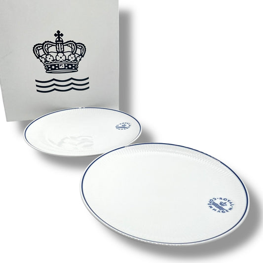 未使用 美品 Royal Copenhagen ロイヤルコペンハーゲン ブルーライン 丸皿 クーププレート 23cm 2枚セット 食器 箱付き
