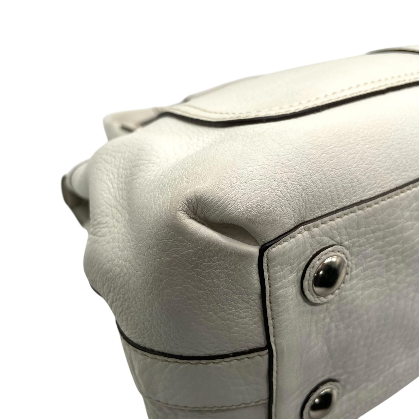 コーチ COACH トートバッグ 13160 ホワイト 白 レザー シルバー金具 ブラウン 茶色 チャーム付き A4対応 通勤 通学 S93