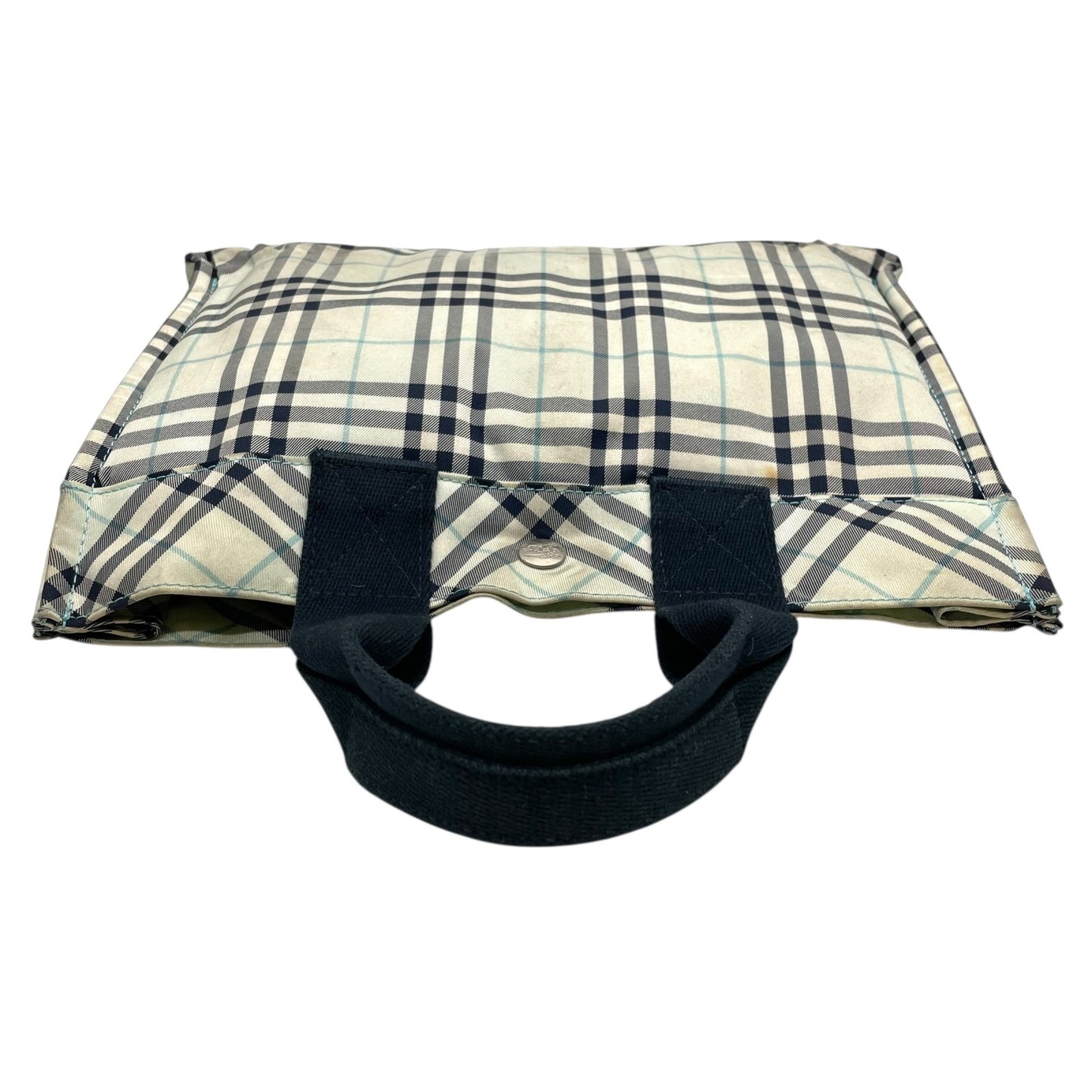 BURBERRY BLUE LABEL バーバリー ブルーレーベル ハンドバッグ ミニトート ノバチェック ライトブルー ネイビー ナイロンキャンバス ホースロゴ レディース U14