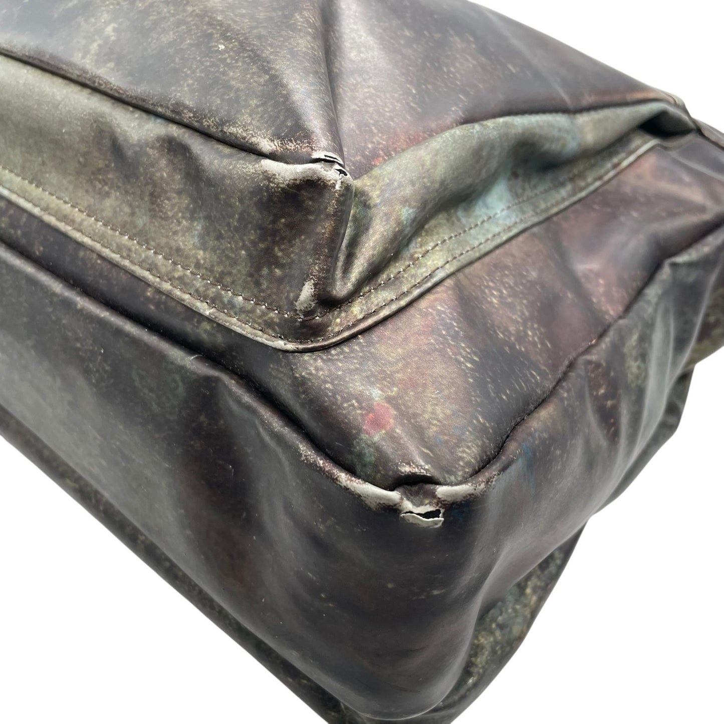 ジャンポールゴルチエ ビジネスバッグ 2WAY ショルダーバッグ Vサイバー 玉虫色 メタリック PVC レザー A4 PC収納可 廃盤 希少 メンズ レディース ユニセックス 通勤 通学 ブリーフケース ヴィンテージ 10