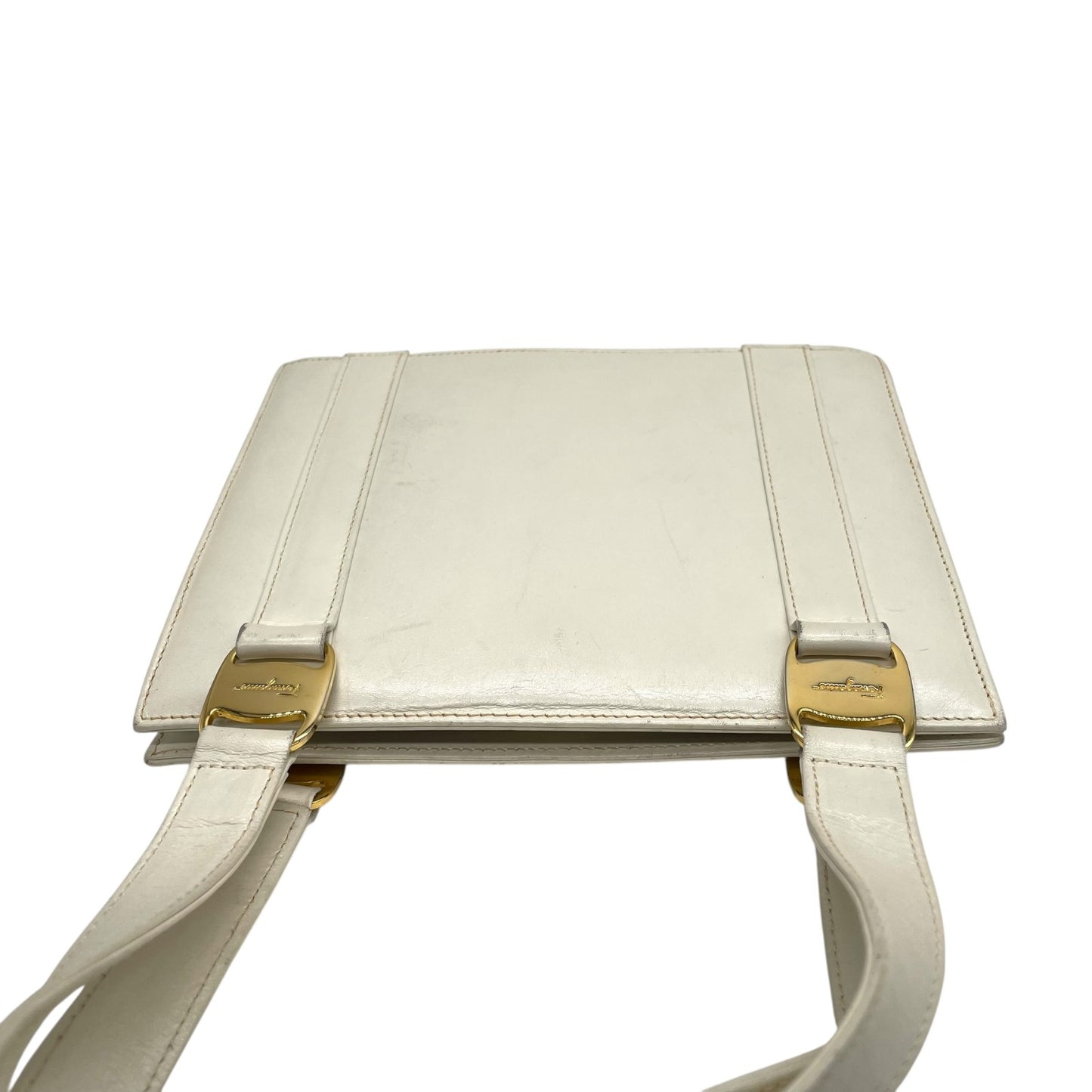 Salvatore Ferragamo サルヴァトーレフェラガモ ヴィンテージ ハンドバッグ レザー ホワイト ゴールド金具 K7