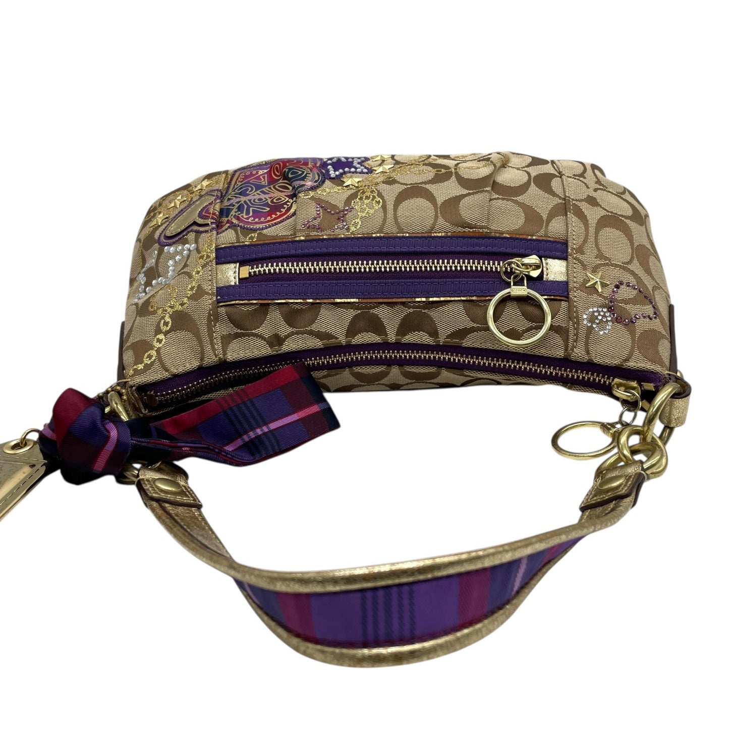 COACH コーチ 15880 ポピー Y2K 00s vintage 2way シグネチャー ハンドバッグ ショルダーバッグ スカーフチャーム 総柄 キャンバス s91