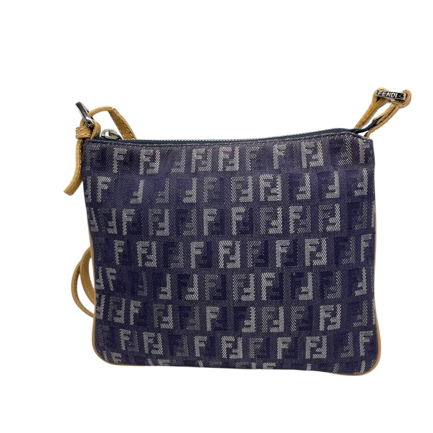 フェンディ Fendi ズッキーノ ショルダーバッグ ネイビー キャンバス レザー 斜め掛け ワンショルダー 00s c2