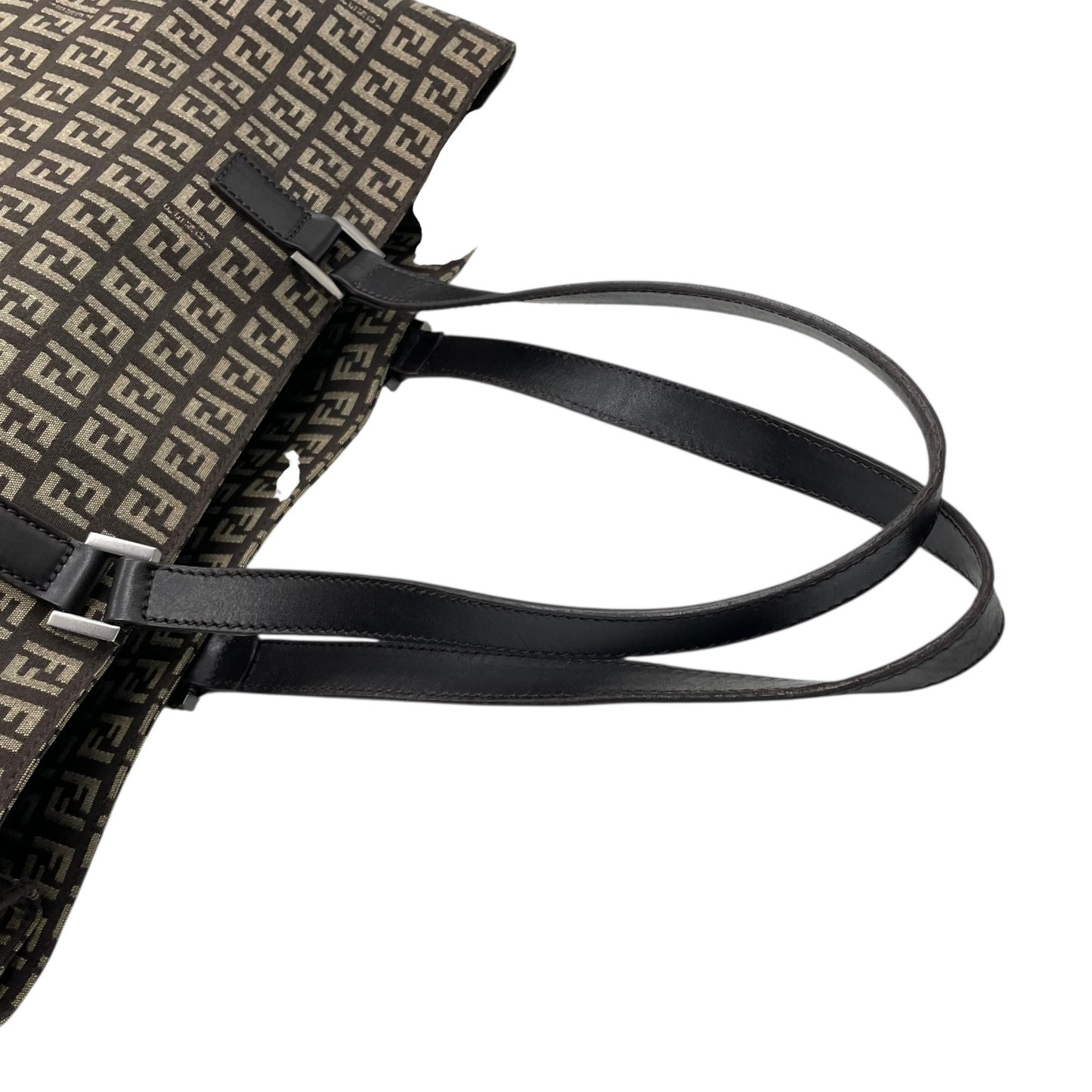 美品 フェンディ Fendi ズッキーノ トートバッグ ショルダーバッグ 大容量 FFロゴ キャンバス ブラウン レザーハンドル ビンテージ 通勤 通学 2000s