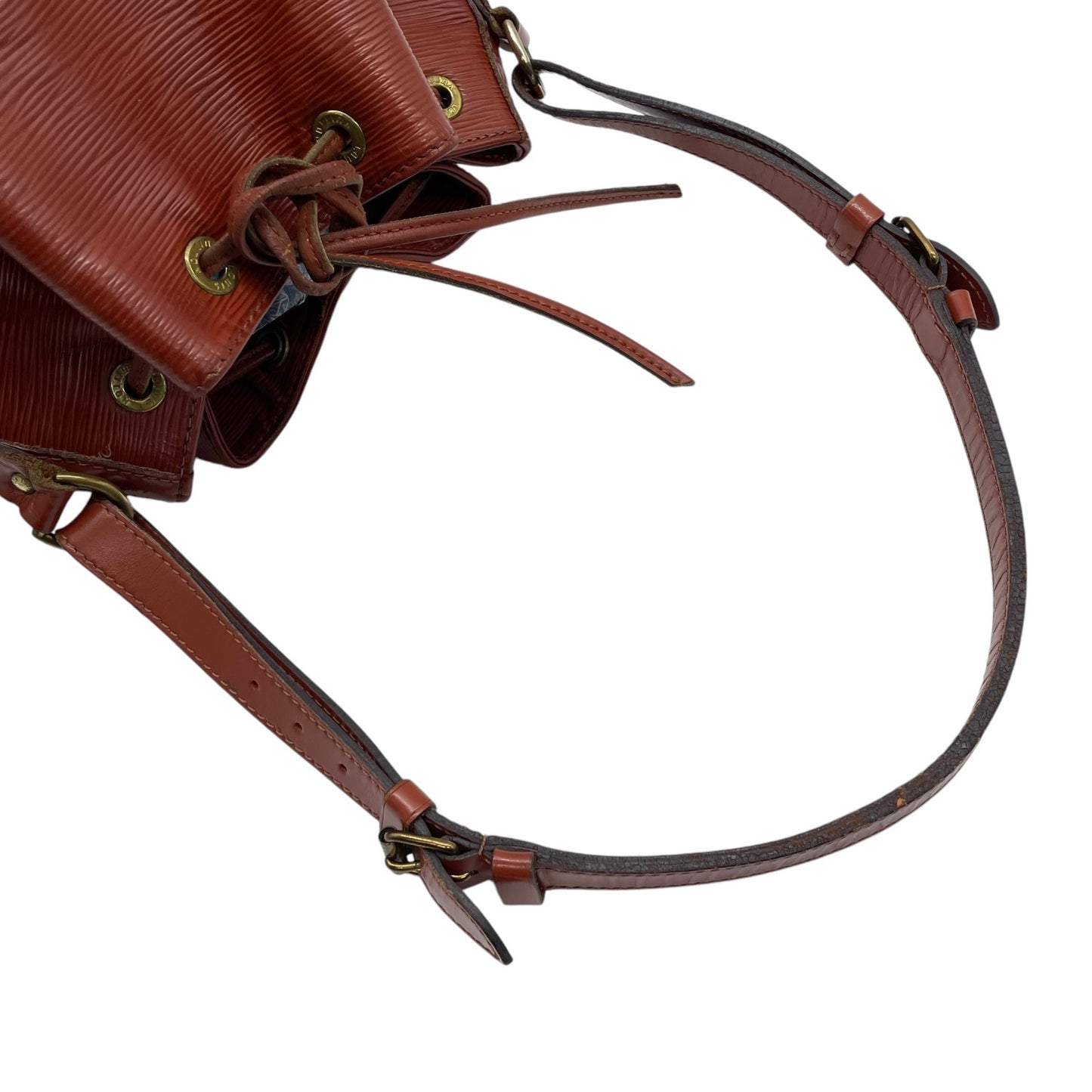 ルイヴィトン エピ プチノエ レディース ショルダーバッグ 巾着 レザー ブラウン ゴールド金具 ファスナーポケット F