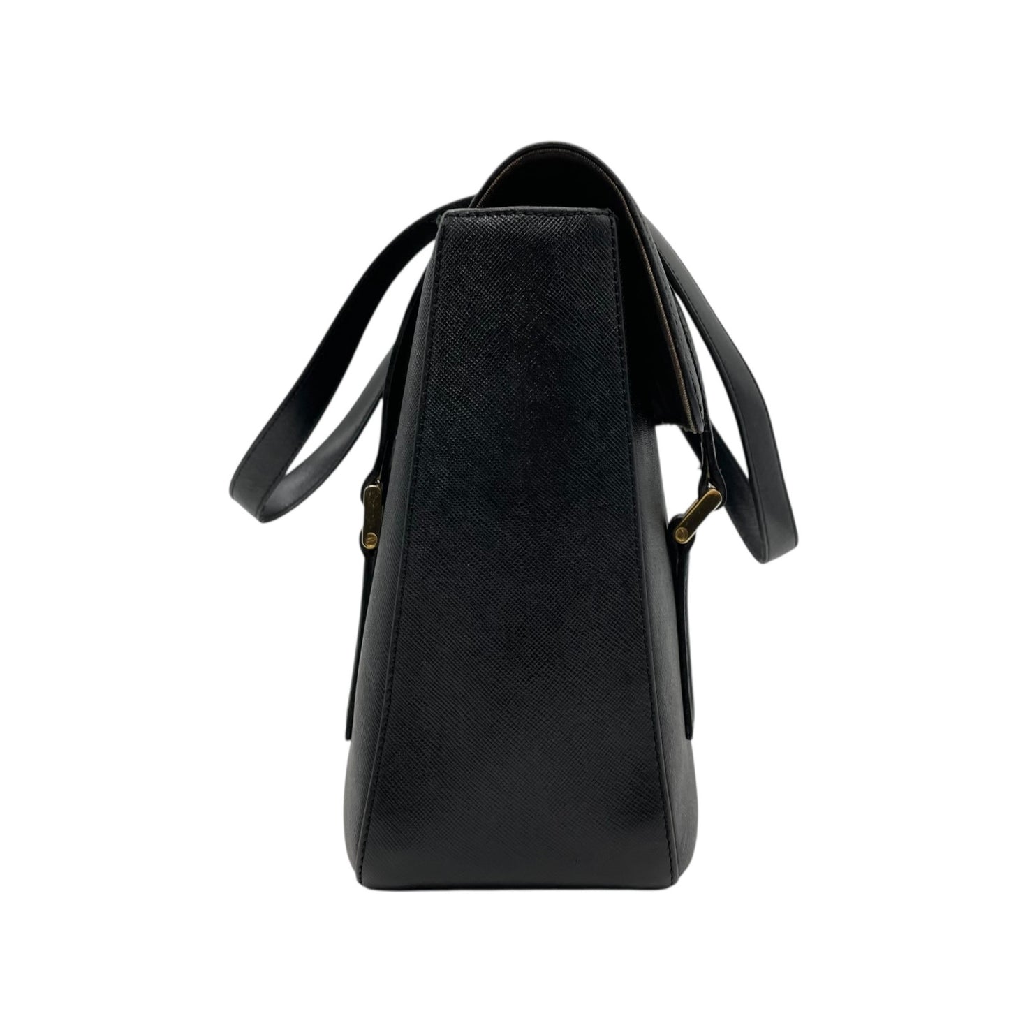 Authentic BURBERRY Handbag Tote Bag Black Leather Gold Hardware Logo Nova Check Women's Men's Shoulder Bag