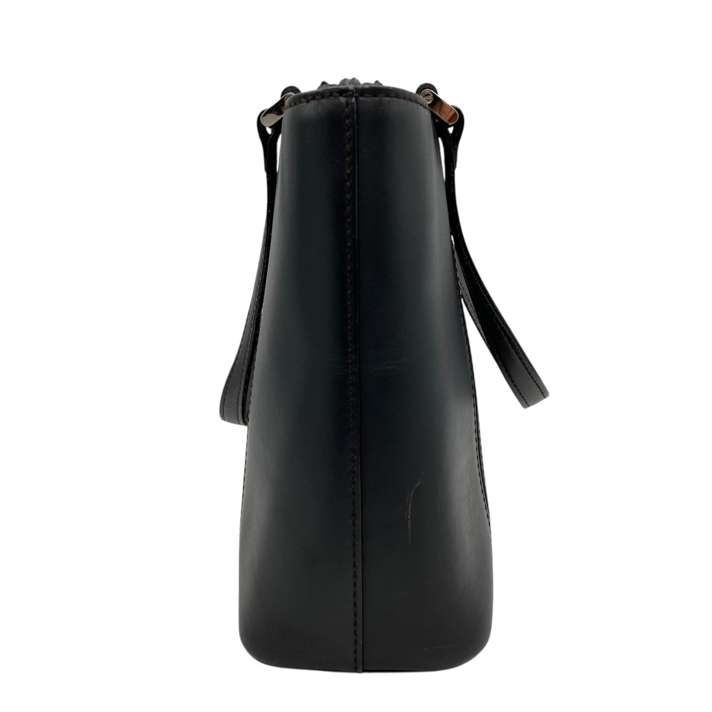 Authentic BURBERRY Handbag Leather Black Silver Hardware Logo Nova Check Women's