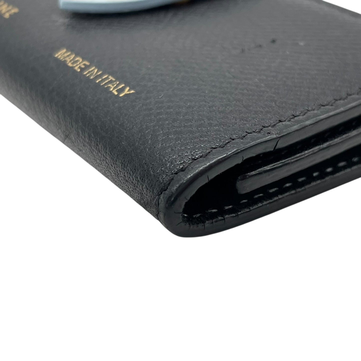 美品 CELINE セリーヌ 6連キーケース 黒 ブラック 水色 ブルー バイカラー レザー 本革 ゴールド金具 フィービー期 M2