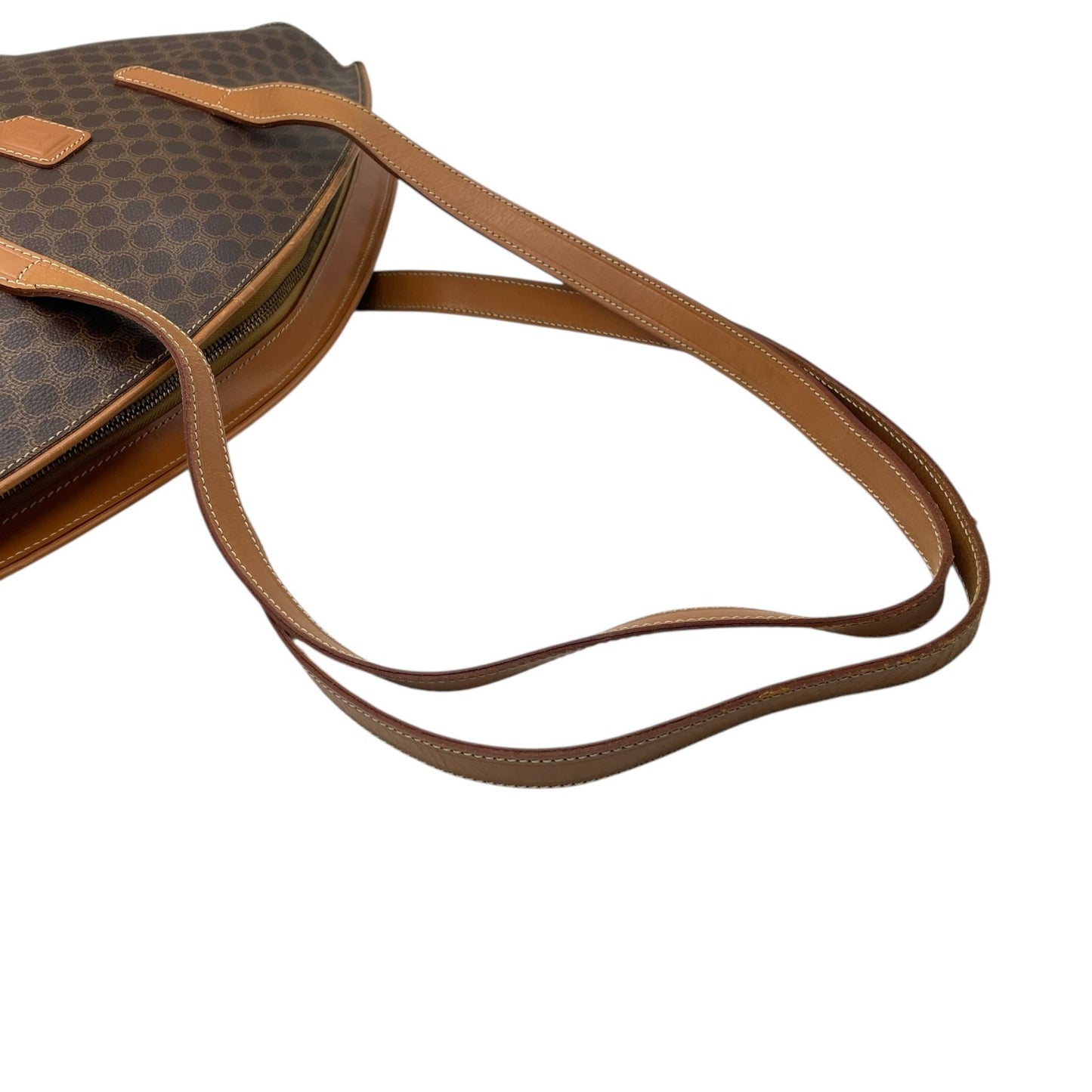 美品 CELINE セリーヌ マカダム ハンドバッグ トートバッグ PVC レザー 茶 ブラウン ゴールド金具 ワンショルダー 肩掛け可 ヴィンテージ オールドセリーヌ レディース B1