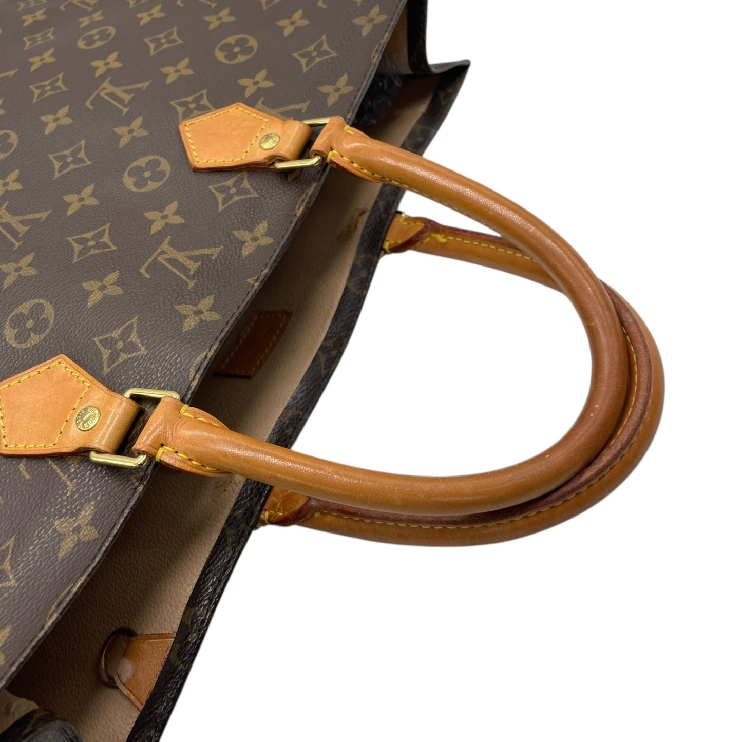 LOUIS VUITTON ルイヴィトン モノグラム サックプラ トートバッグ ハンドバッグ ショッピングバッグ M51140 茶 ブラウン ゴールド金具 PVC レザー 手提げ メンズ レディース E