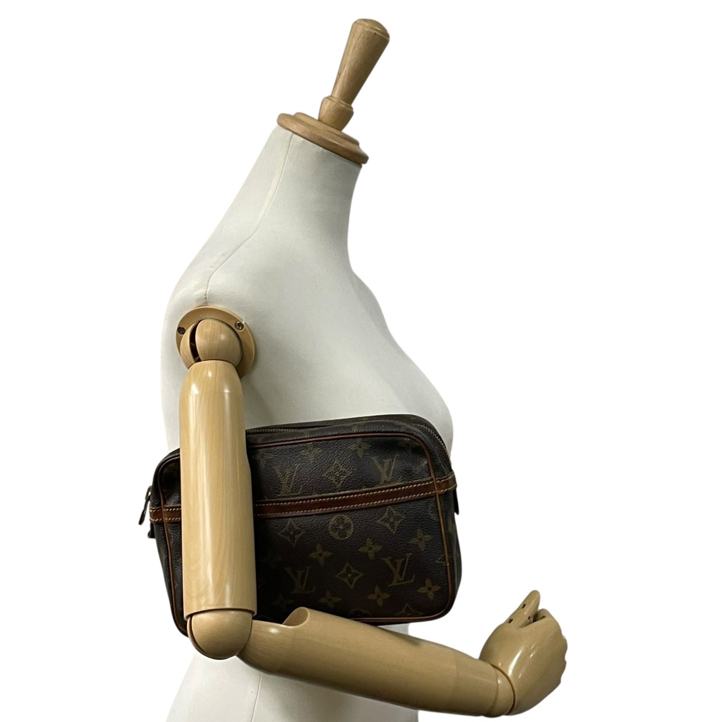 LOUIS VUITTON ルイヴィトン モノグラム コンピエーニュ セカンドバッグ クラッチバッグ PVC レザー M51847 茶 ブラウン ゴールド金具 メンズ W3