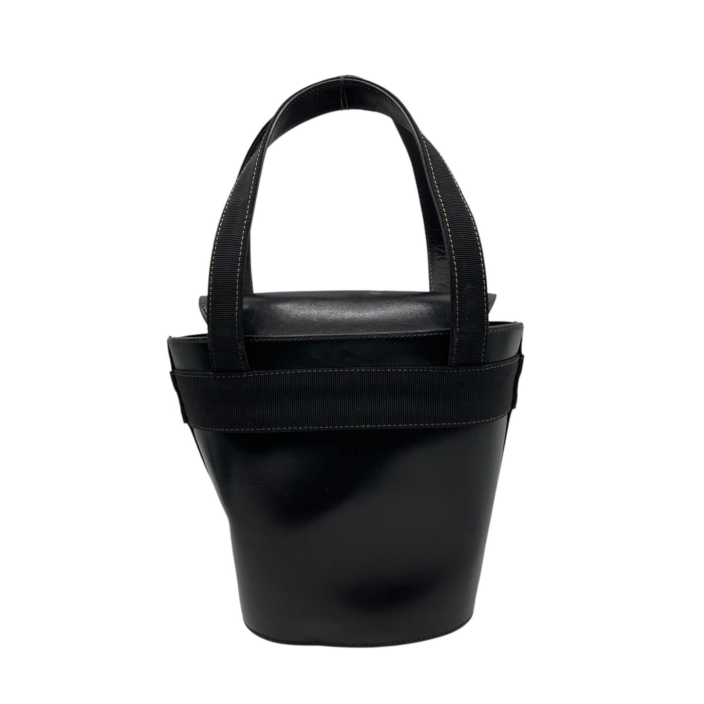 Salvatore Ferragamo サルヴァトーレ フェラガモ BA216161 ハンドバッグ ヴァラリボン 黒 ブラック レザー ゴールド金具 バケツ型 ヴィンテージ レディース B4