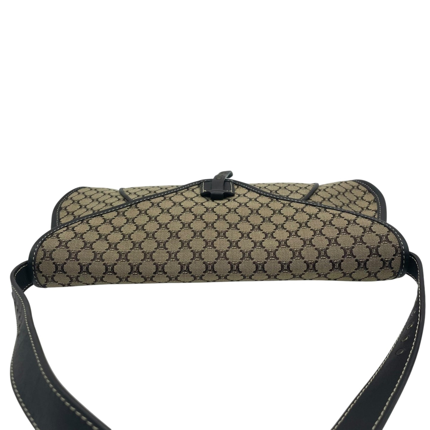 美品 CELINE セリーヌ マカダム トリオンフ ショルダーバッグ キャンバス×レザー ベージュ×ブラウン レディース ヴィンテージ 正規品 K9