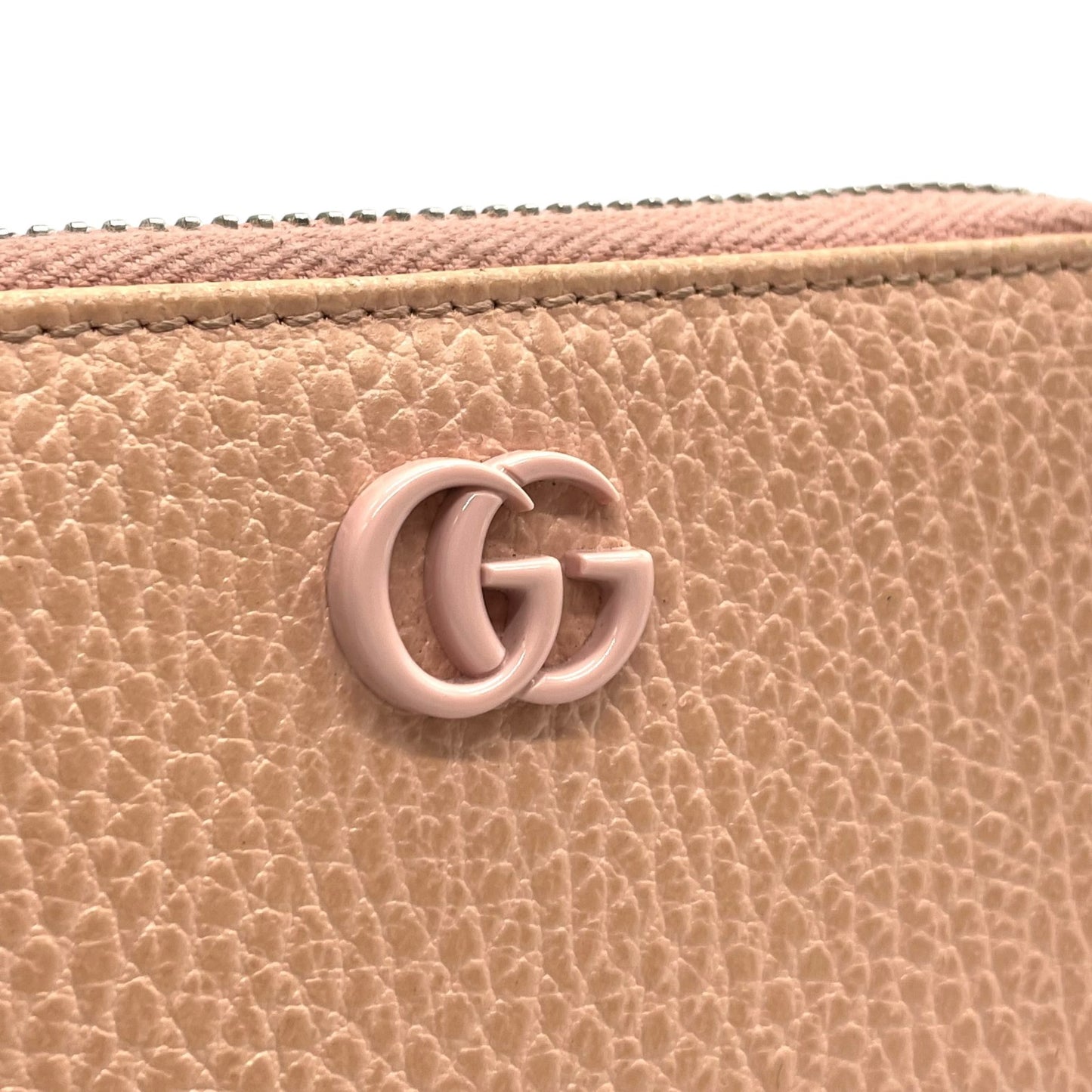 極美品 グッチ GUCCI カードケース 644412 レザー ピンクベージュ ダブルG マーモント コインケース ミニ財布 コンパクト ウォレット 小銭入れ M2