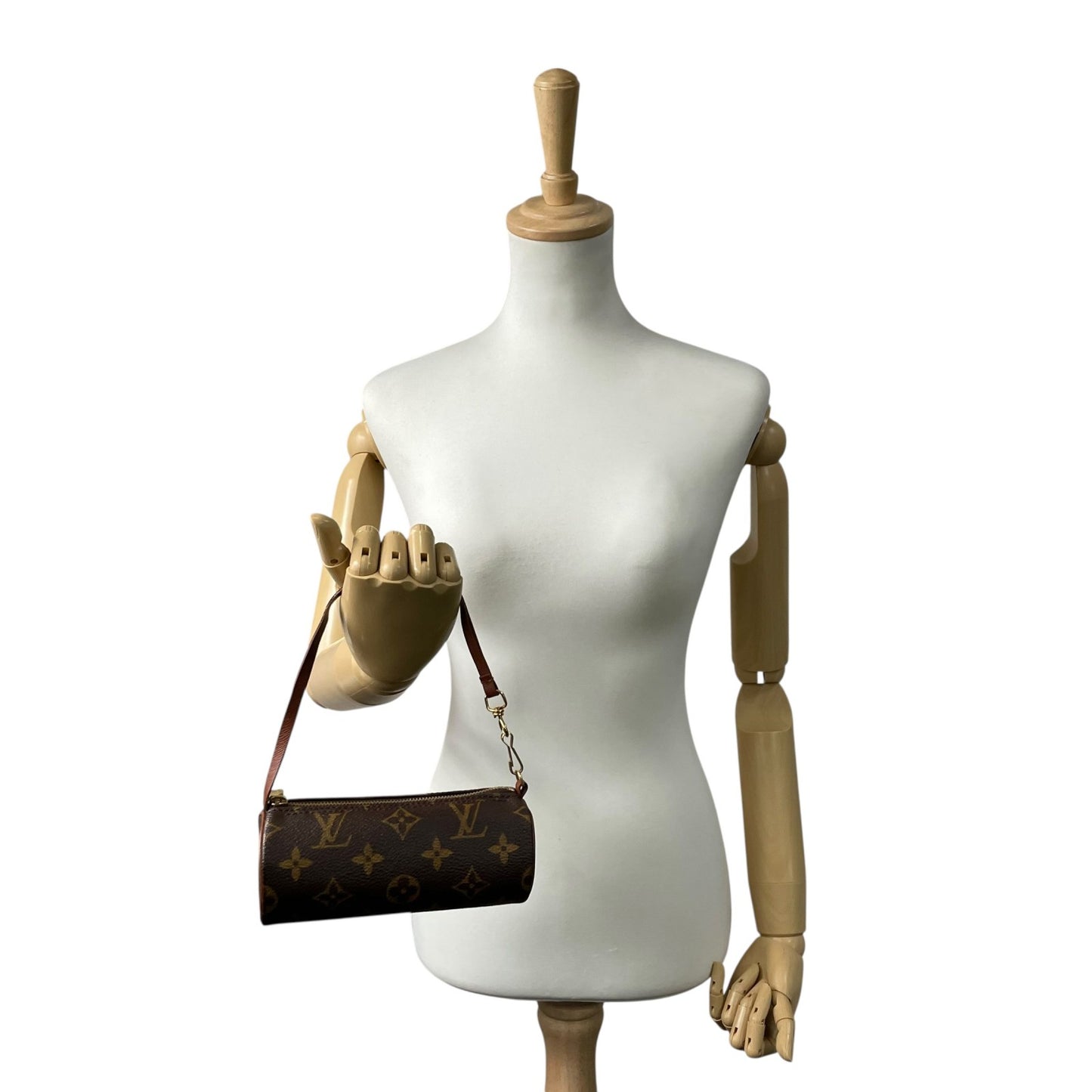 美品 ルイヴィトン モノグラム パピヨン用 ミニポーチ モノグラムキャンバス×レザー ゴールド金具 正規品 D2