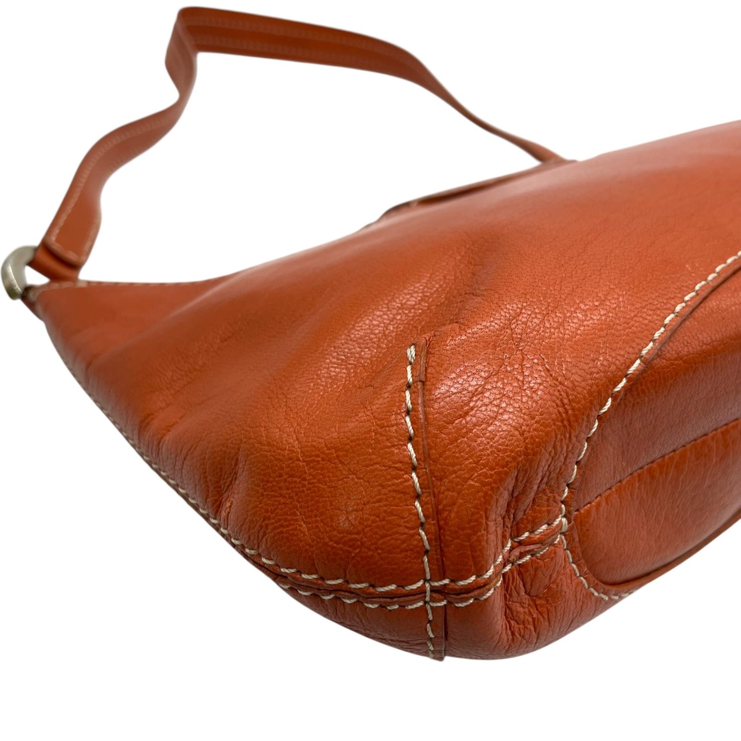 CELINE セリーヌ ショルダーバッグ ワンショルダー ベルトデザイン オレンジ ヴィンテージ シルバー金具 本革 レザー K6