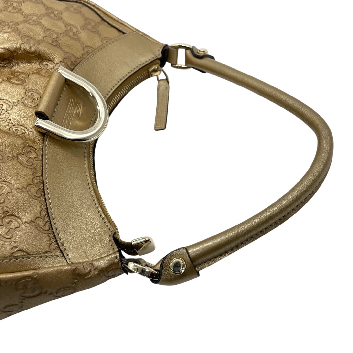 GUCCI グッチ ワンショルダー バッグ グッチシマ Dリング 190525 ゴールド レザー GG柄 エンボス 高級 本革 ブランド 鞄 ハンドバッグ レディース メンズ ユニセックス 肩掛け ワンハンドル ラグジュアリー 正規品 D5 バック