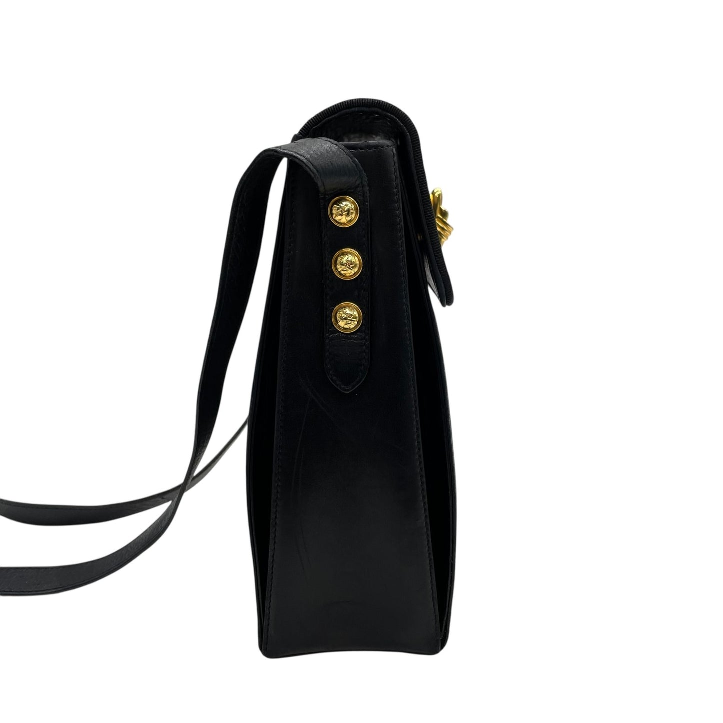 Salvatore Ferragamo フェラガモ ショルダーバッグ ブラック レザー ゴールド金具 斜め掛け可 ヴィンテージ レディース B