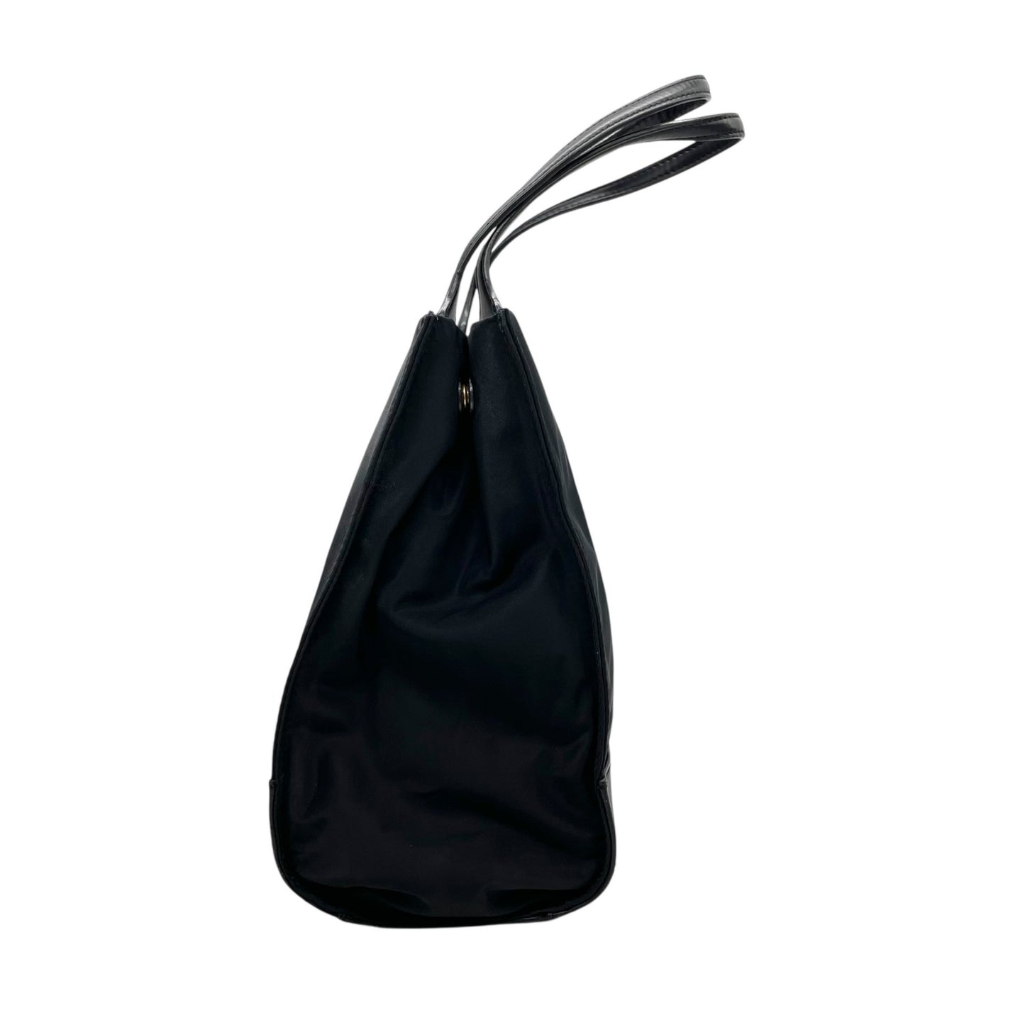 美品 TORY BURCH トリーバーチ エラ トートバッグ ブラック ナイロン レザー ゴールド金具 ロゴ 肩掛け可 レディース U17