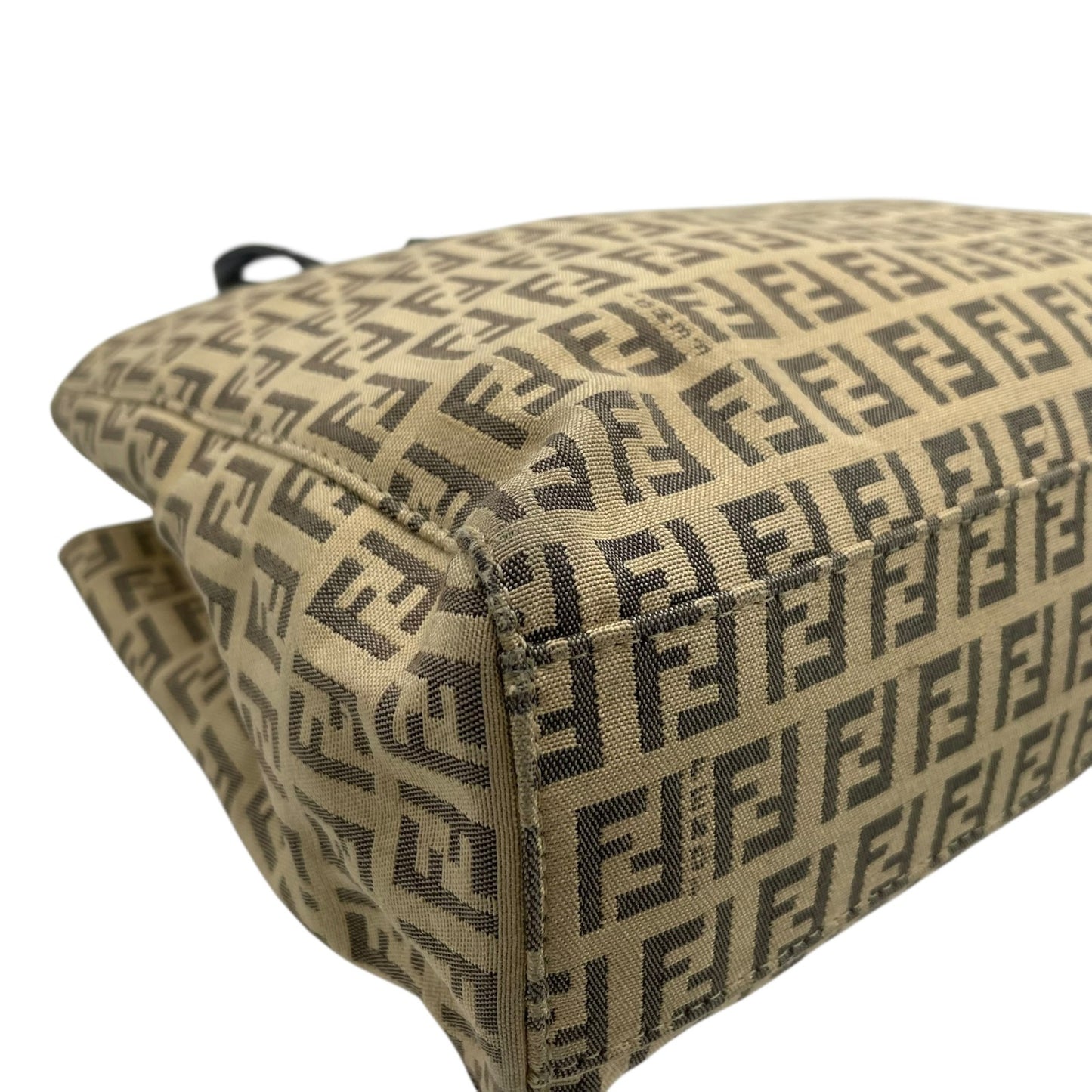 美品 FENDI フェンディ ズッキーノ ハンドバッグ ミニトート ベージュ ブラック キャンバス レザー シルバー金具 FF柄 ズッカ柄 レディース ヴィンテージ B3