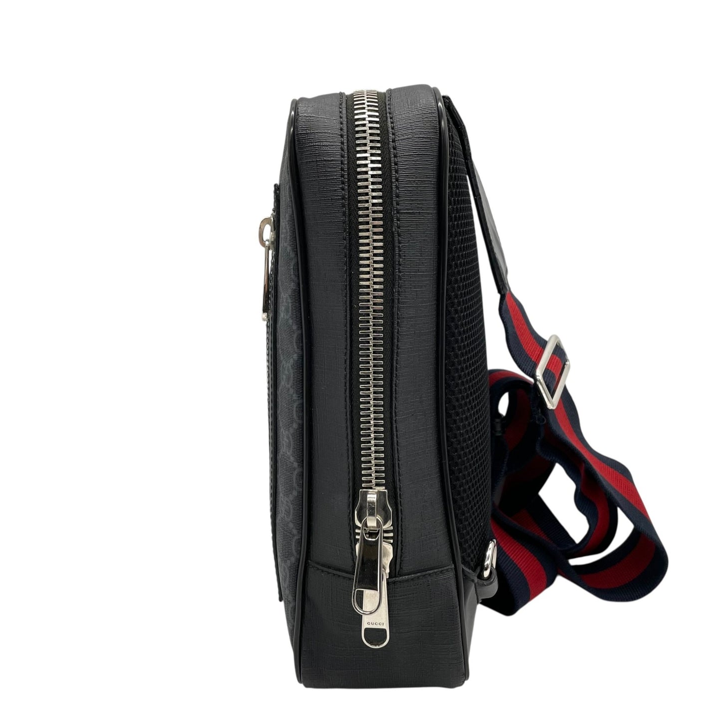 GUCCI グッチ GGスプリーム ボディバッグ ショルダーバッグ ウエストバッグ 黒 ブラック ネイビー PVC レザー GG柄 シルバー金具 478325 メンズ Z1