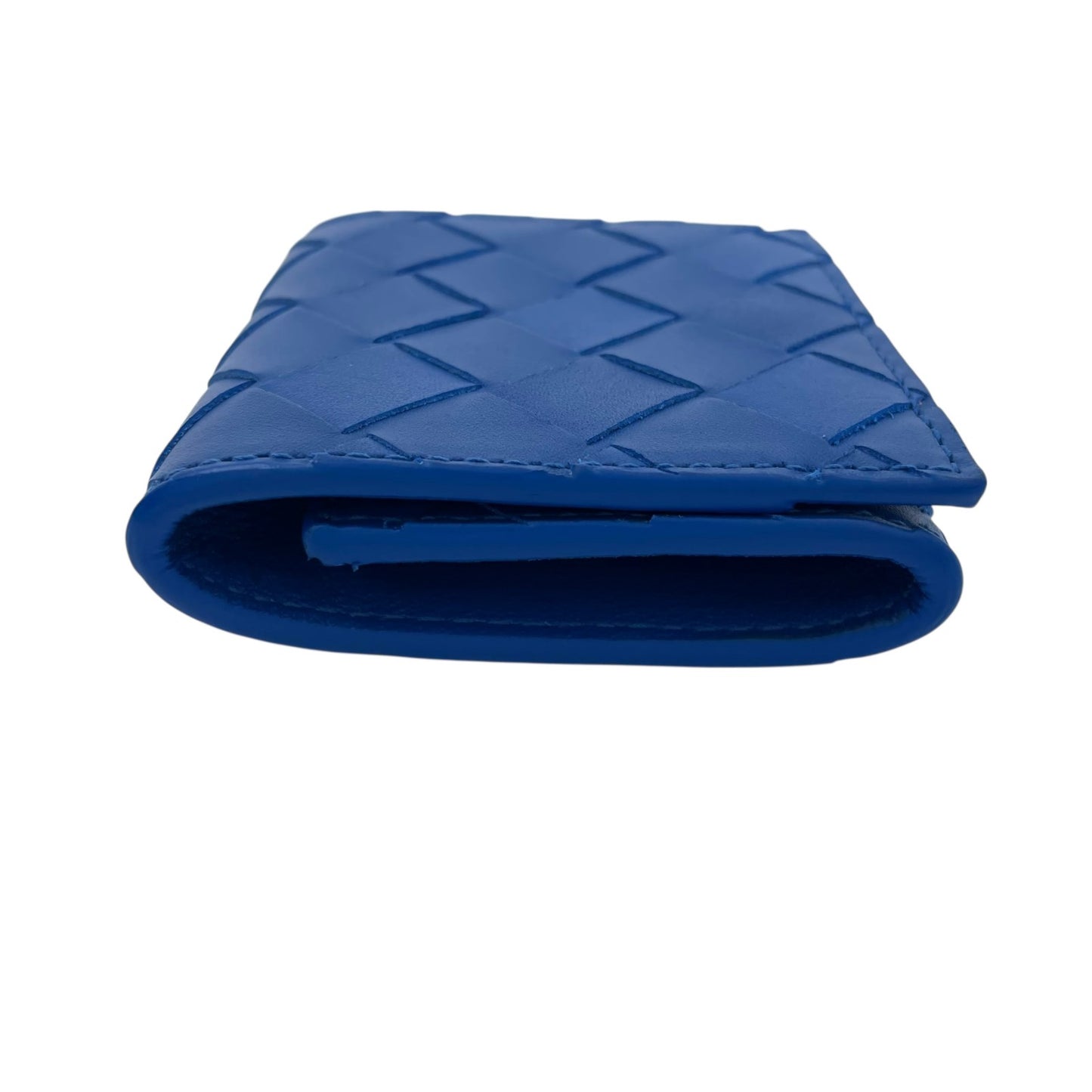 【新品同様】 BOTTEGA VENETA ボッテガヴェネタ マキシイントレチャート コインケース（小銭入れ） レザー ブルー 保存箱付き 正規品 ユニセックス M5